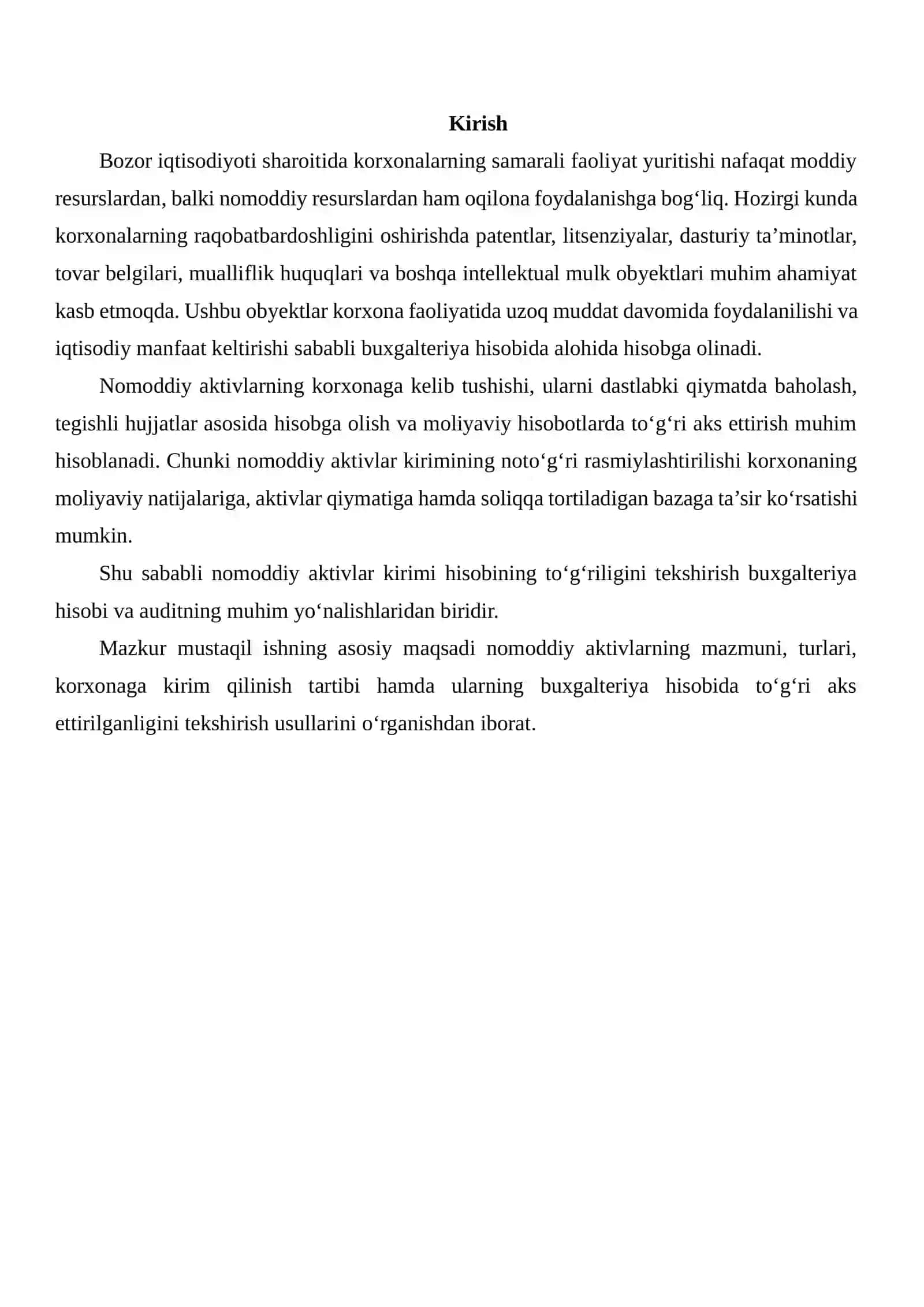 NOMODDIY AKTIVLAR KIRIMI HISOBI TO'G'RILIGINI TEKSHIRISH 2