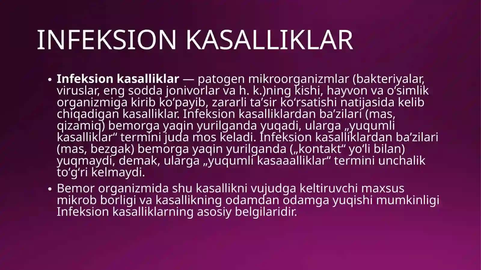 INFEKSION KASALLIKLARNI DIAGNOSTIKA USULLARI 2