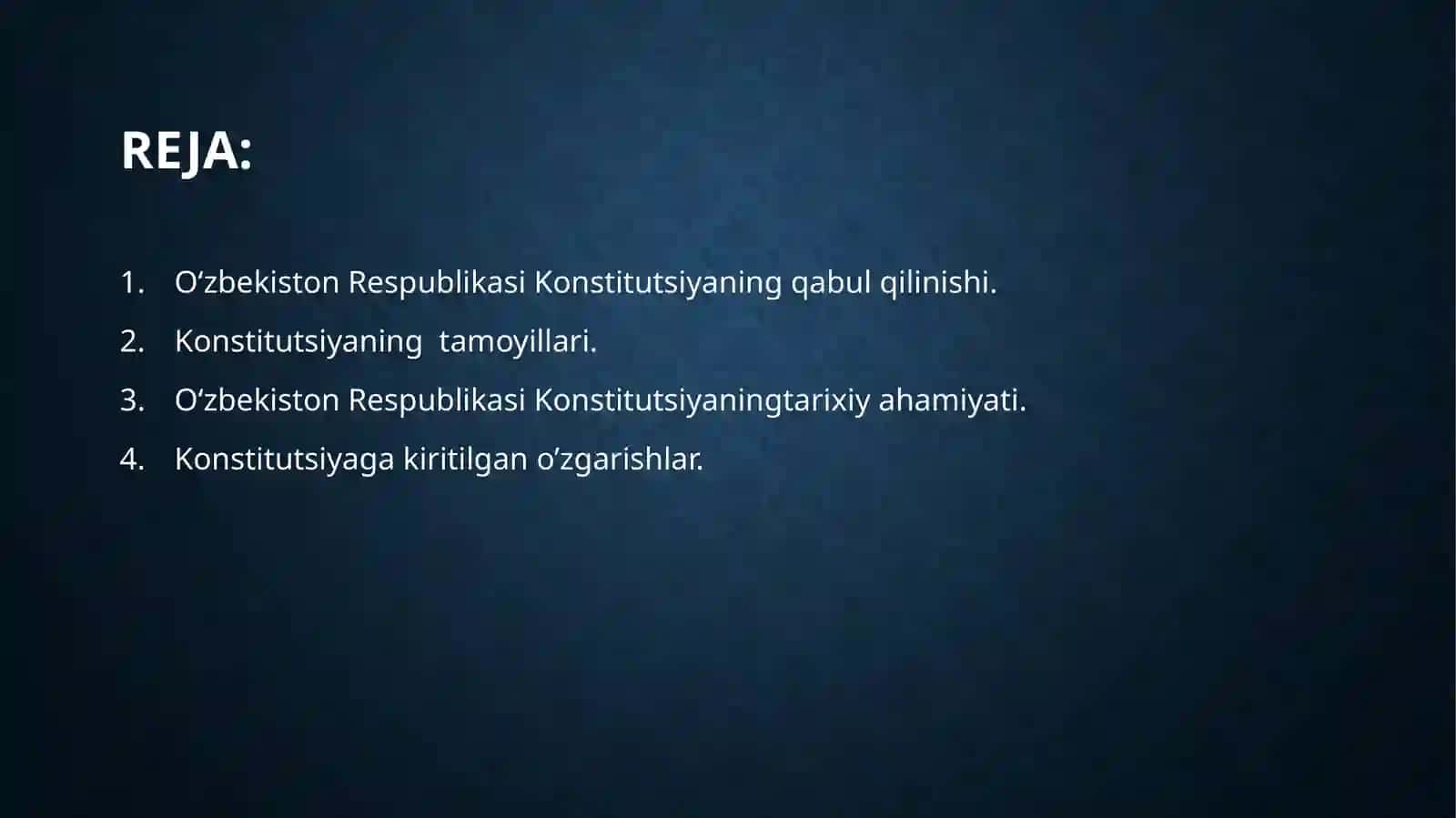 O‘zbekiston Respublikasi Konstitutsiyaning qabul qilinishi va uning tarixiy ahamiyati. 2