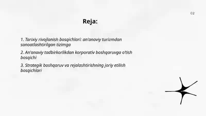 Turizm industriyasida menjmentning rivojlanish bosqichlari 2