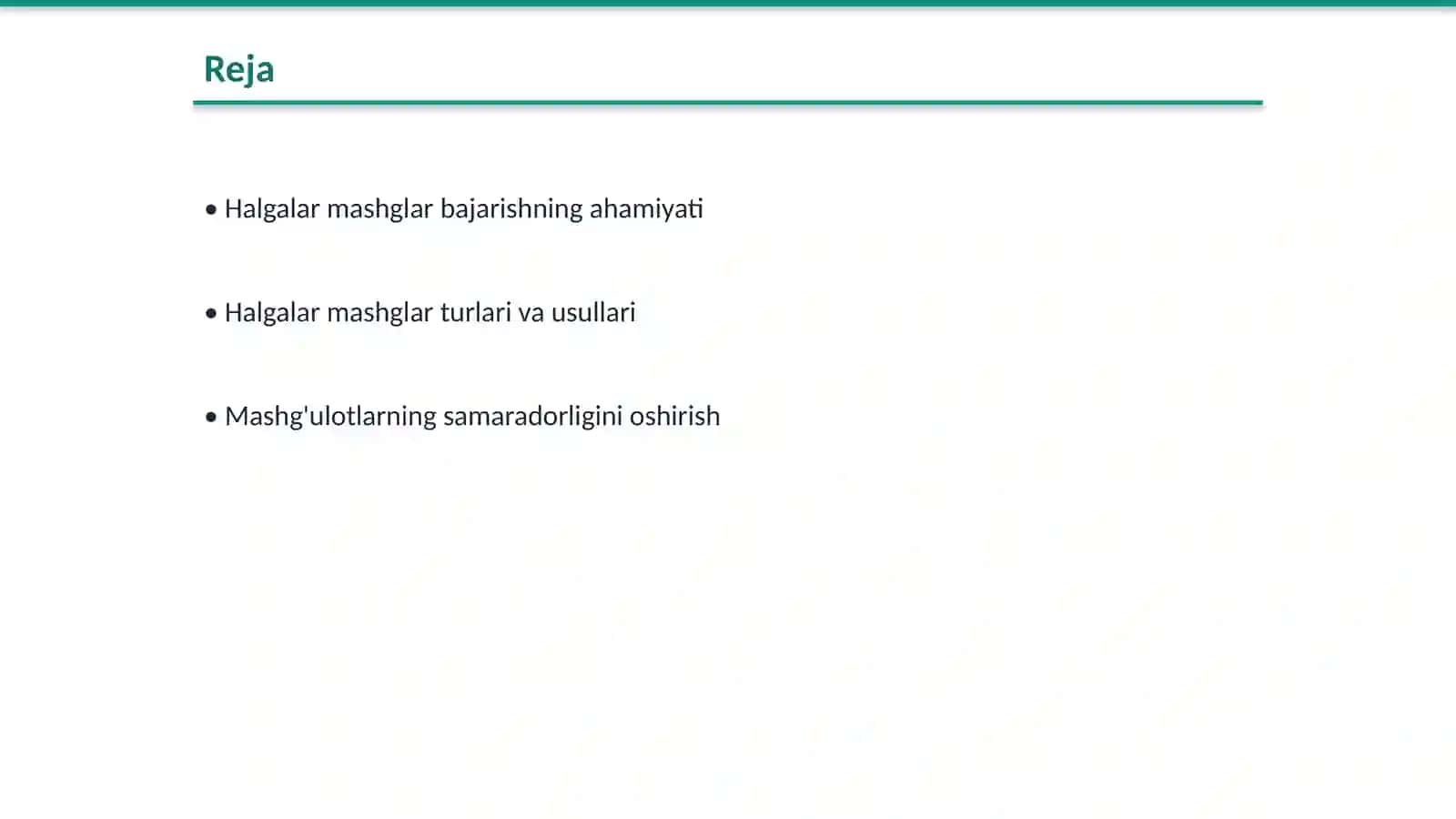 Halgalar mashglar bajarshni oʻrganish va takomillashtirish 2