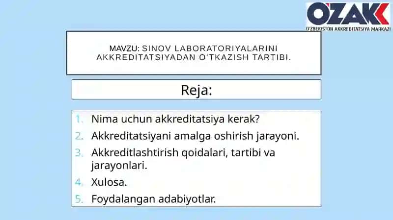 Sinov laboratoriyalarini akkreditatsiyadan oʻtkazish tartibi 2
