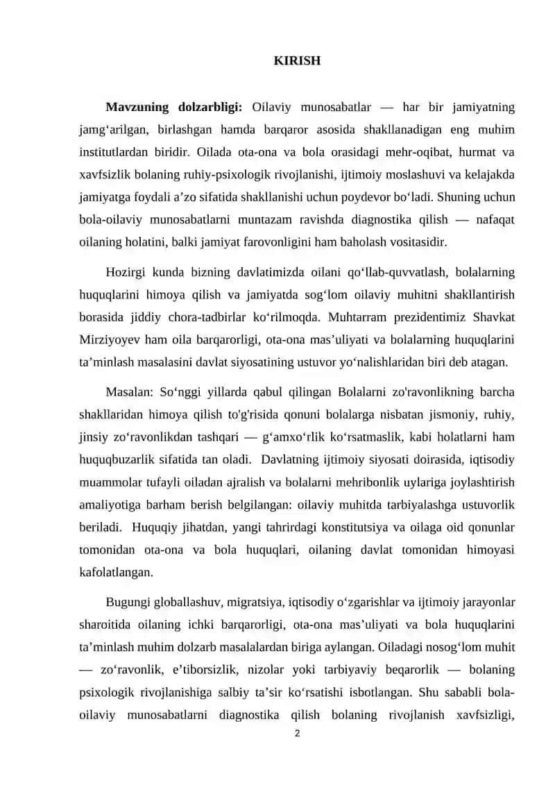 BOLALAR PSIXIKASIGA OILAVIY MUHITNING TA’SIRI KURS ISHI 2
