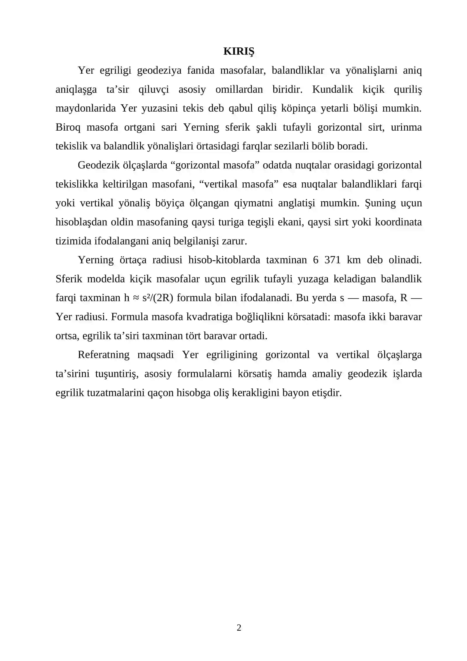 YER EGRILIGINING GORIZONTAL VA VERTIKAL MASOFAGA TA’SIRI 2