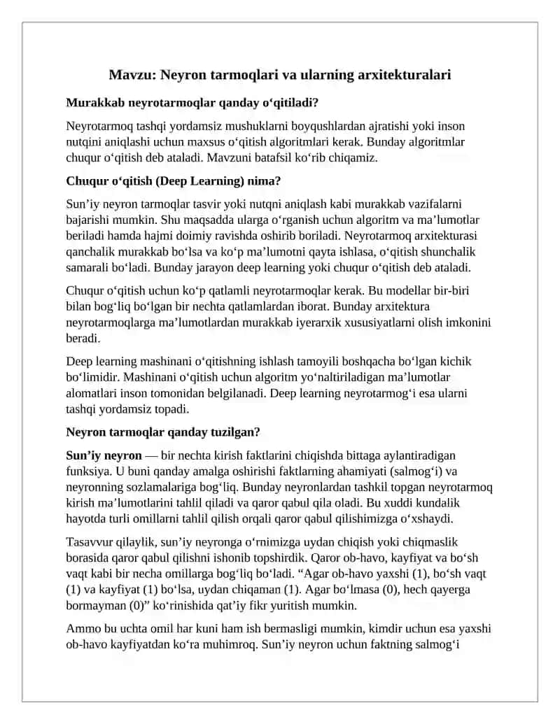 Deep learning mustaqil ish 2