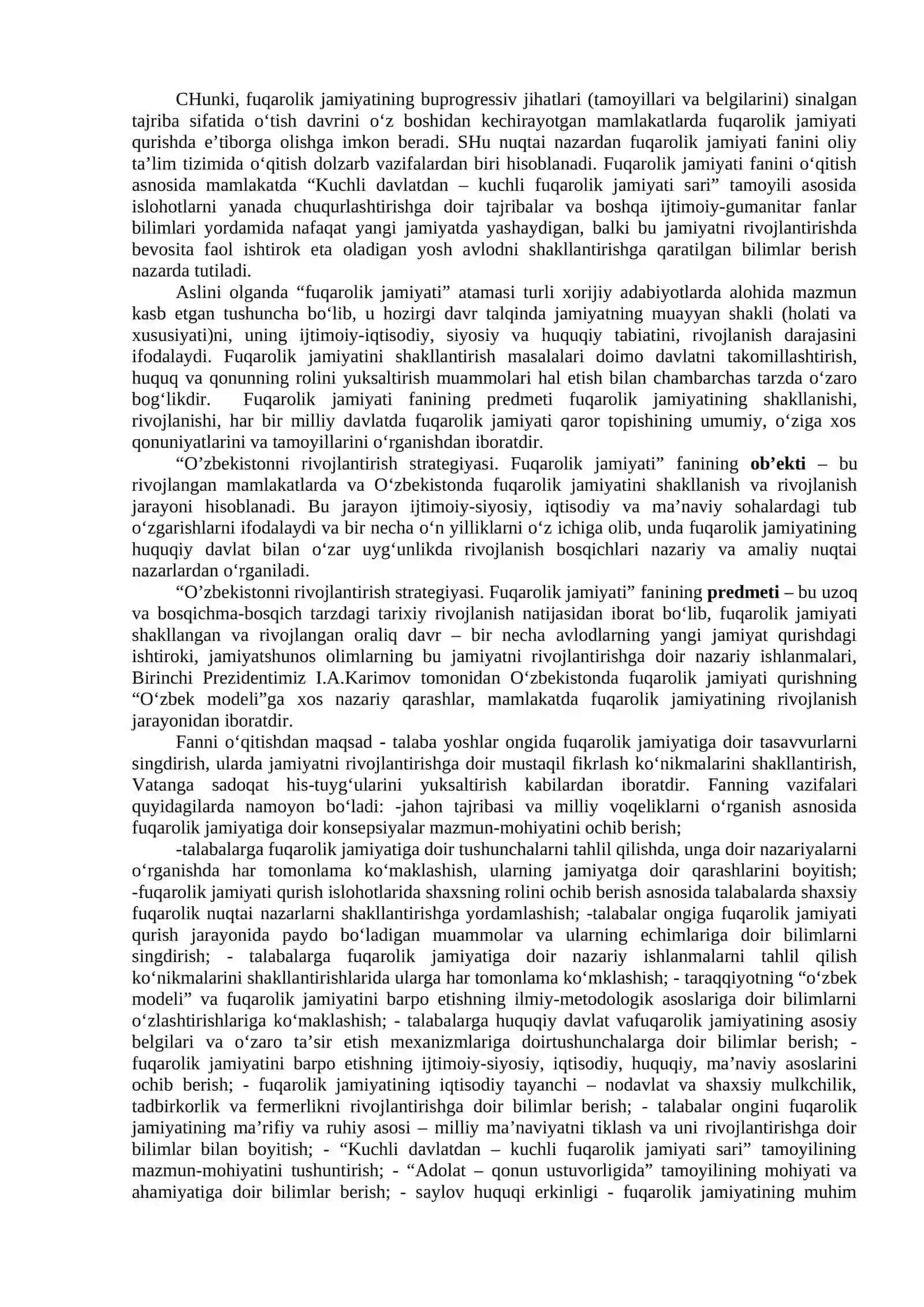 O’zbekiston milliy taraqqiyotining yangi bosqichida fuqarolik jamiyatining shakllanishi va rivojlanishi 2