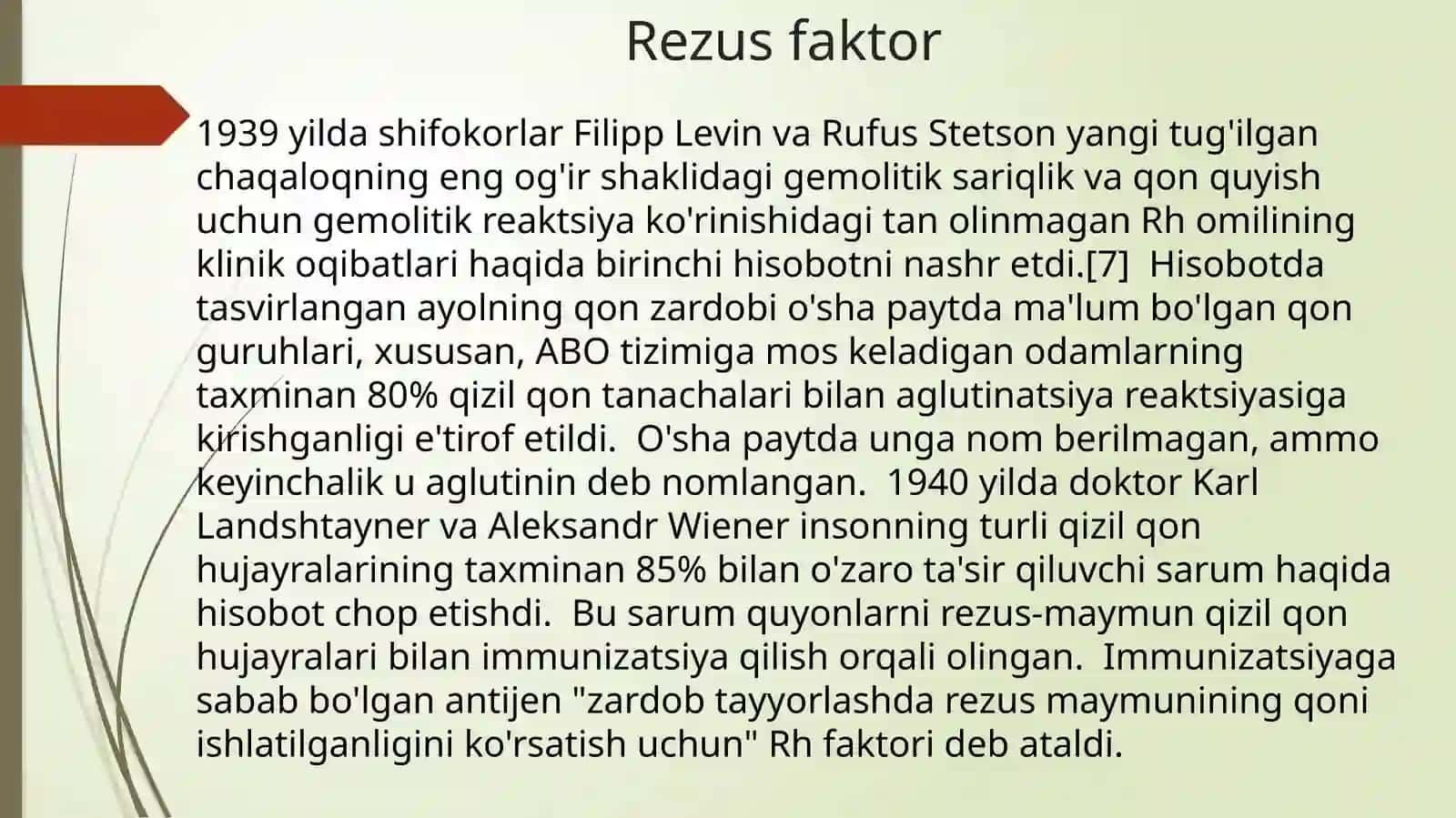 Rezus faktor va uning tarixi 2