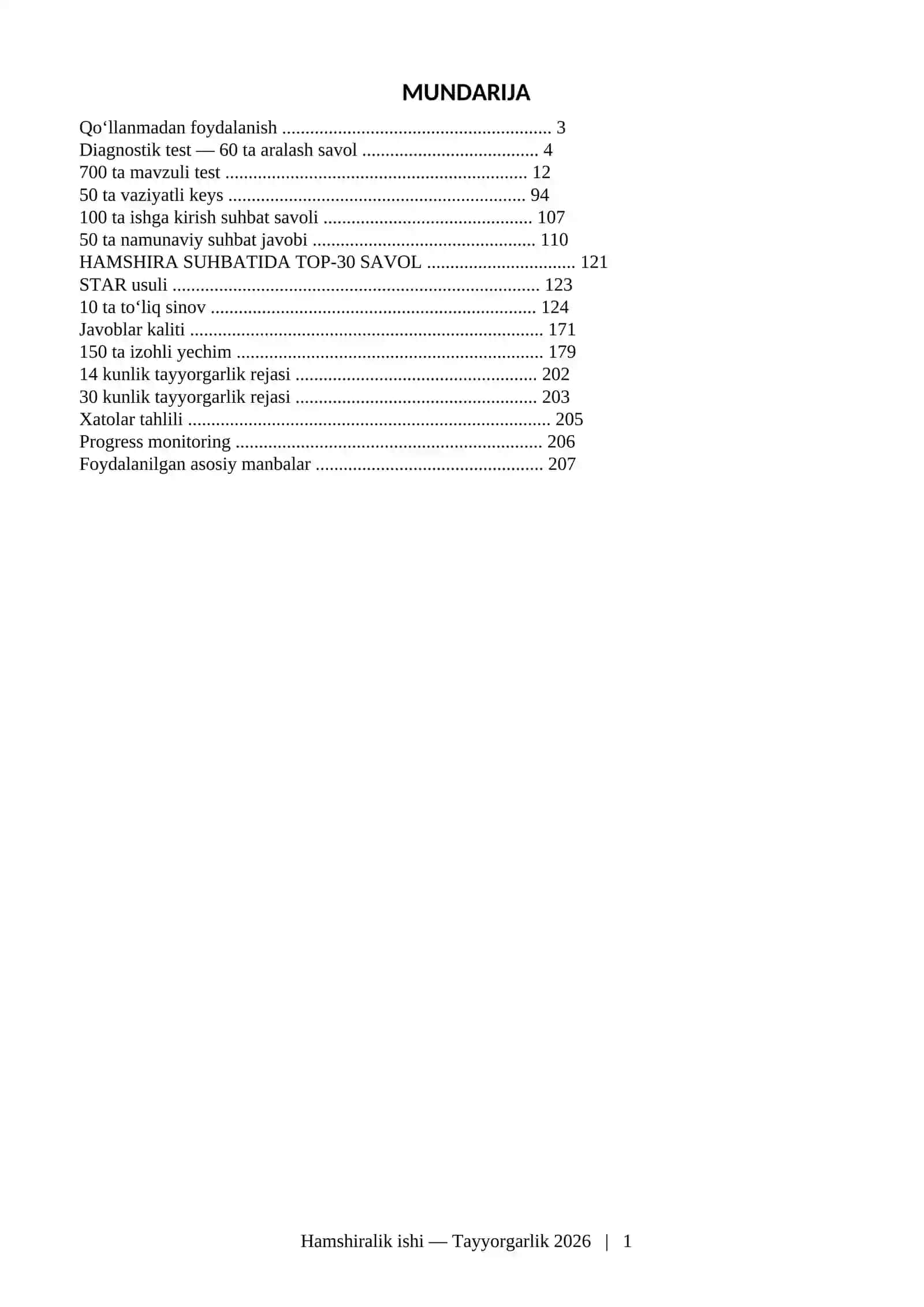 Hamshiralik ishi 2026 | 700+ test + 100+ suhbat savoli + 10 ta sinov | Javoblari bilan 2