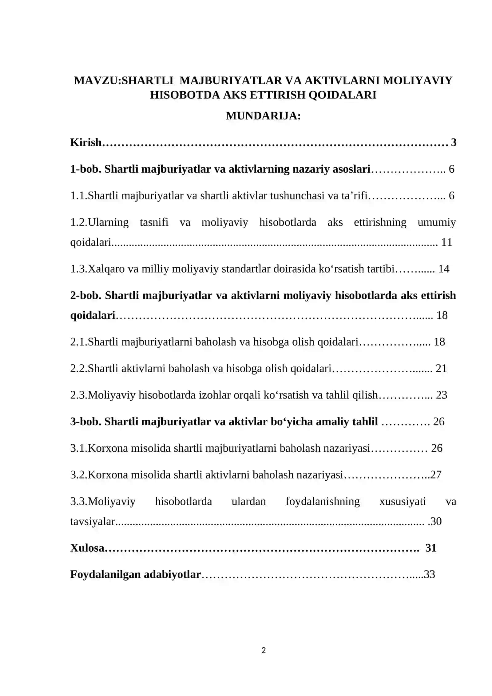 SHARTLI MAJBURIYATLAR VA AKTIVLARNI MOLIYAVIY HISOBOTDA AKS ETTIRISH QOIDALARI 2