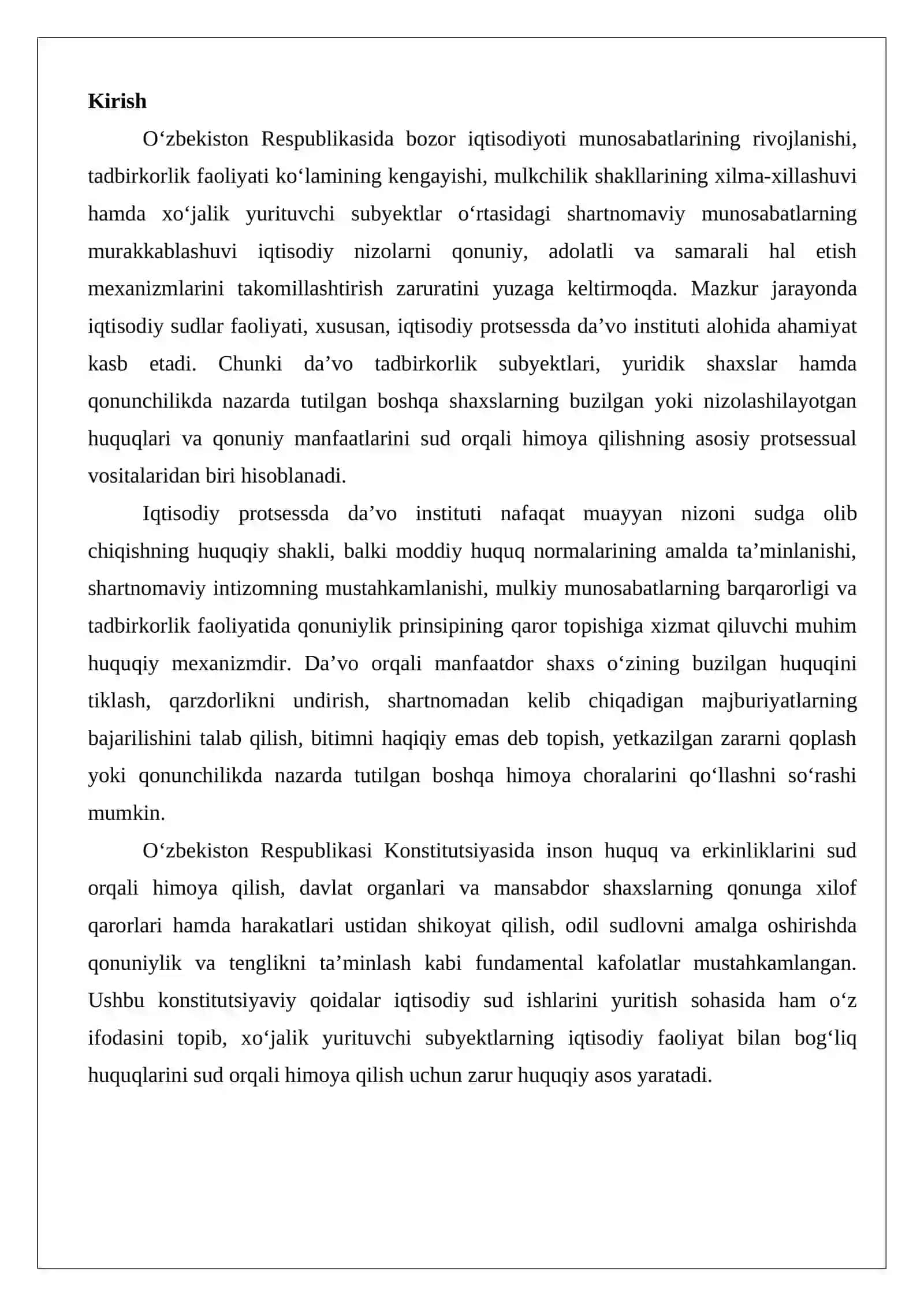 Iqtisodiy protsessda da’vo 2