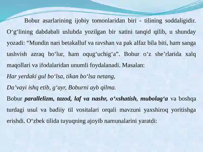Z.M.Bobur va MuhammadSolih asarlari 2