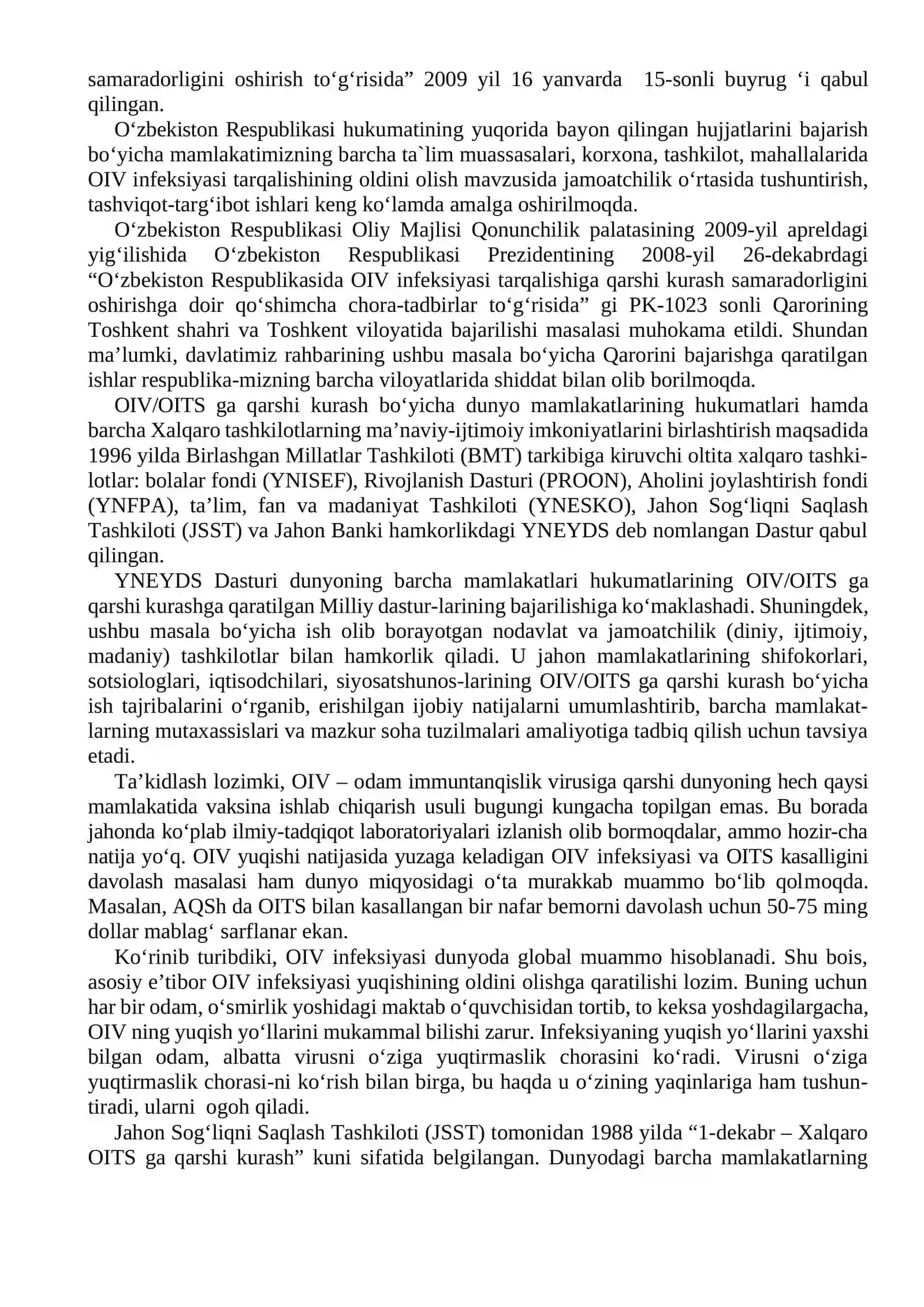 OIV (odam immuntanqislik virusi) infeksiyasi profilaktikasi – global muammo 2
