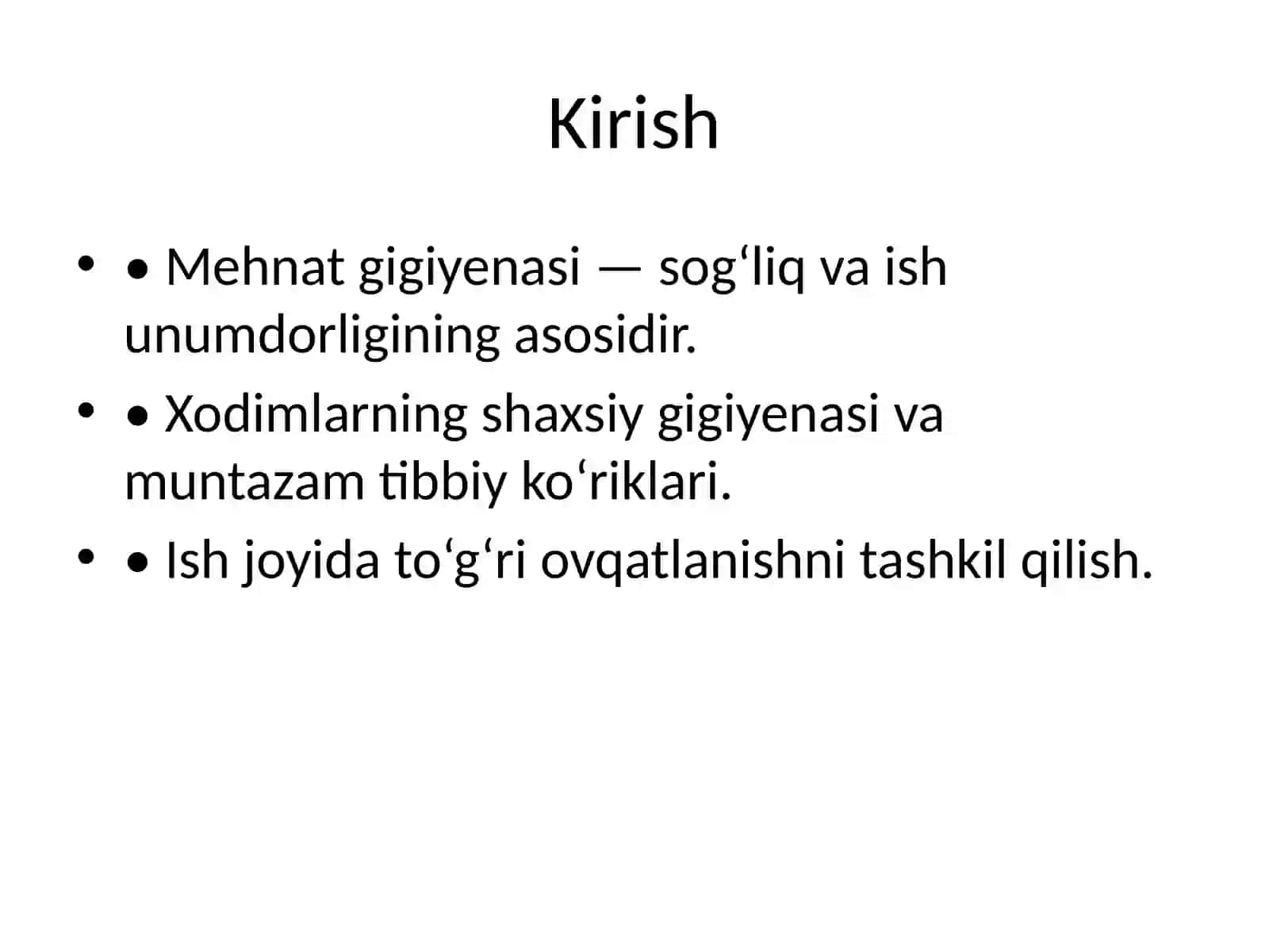 Mehnat gigiyenasi va shaxsiy gigiyena 2