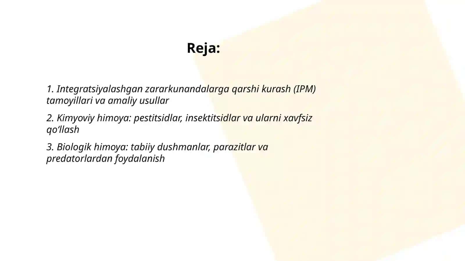Integratsiyalashgan zararkunandalarga qarshi kurash (IPM) tamoyillari va amaliy usullar 2