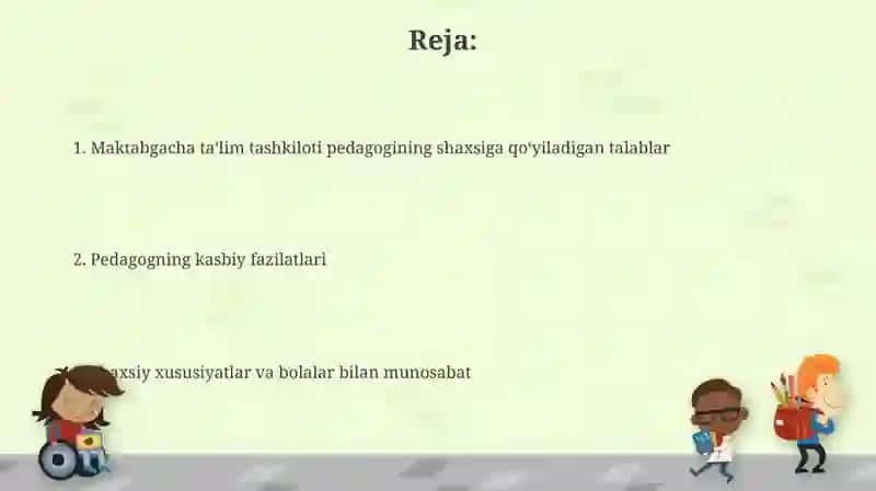 Maktabgacha ta'lim tashkiloti tarbiyachisi shaxsiga qoʻyilgan talablar 2
