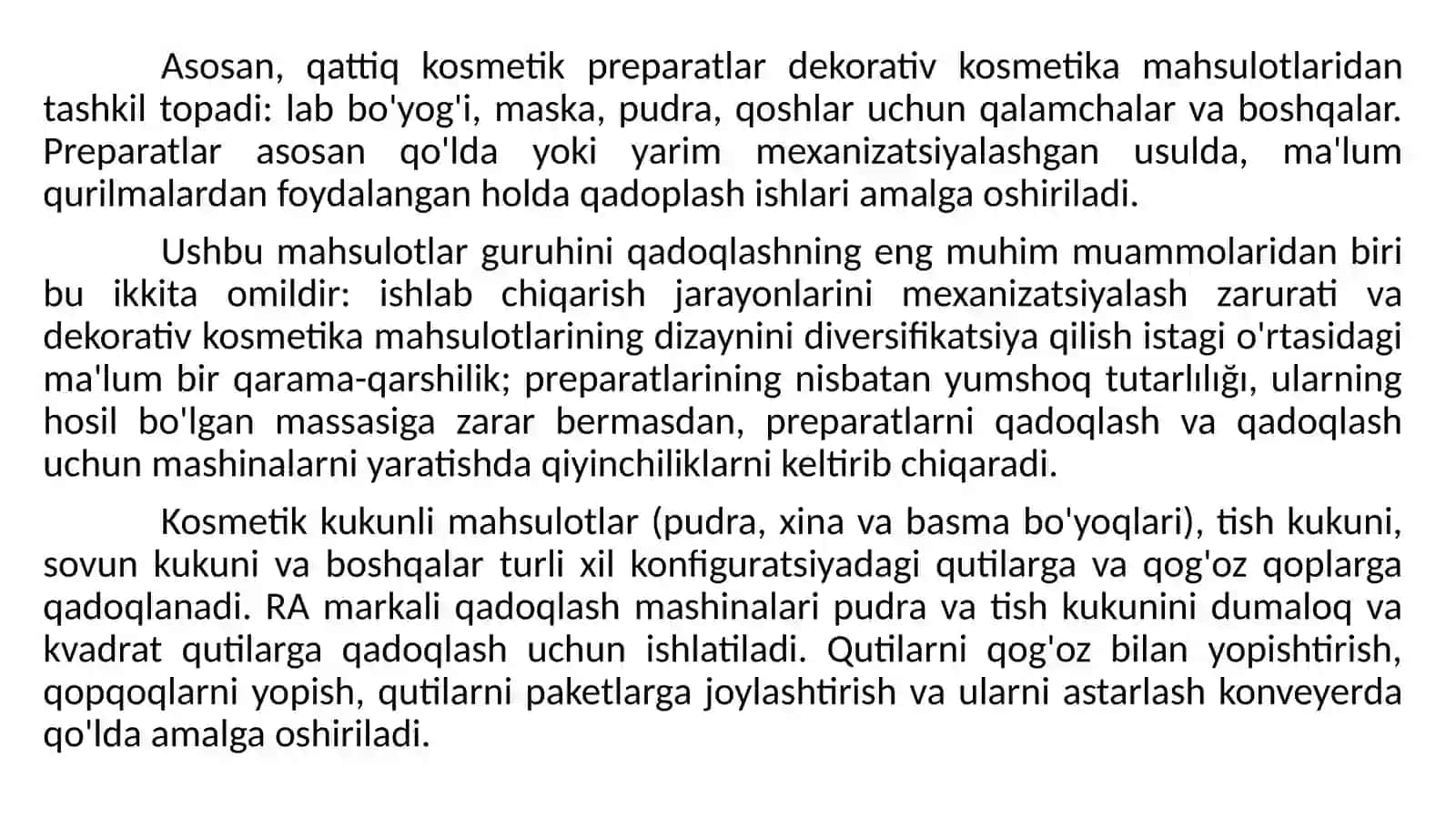 PARFYUMERIYA-KOSMETIKA MAHSULOTLARINI NOAN’ANAVIY USULLARDA QADOQLASH 2
