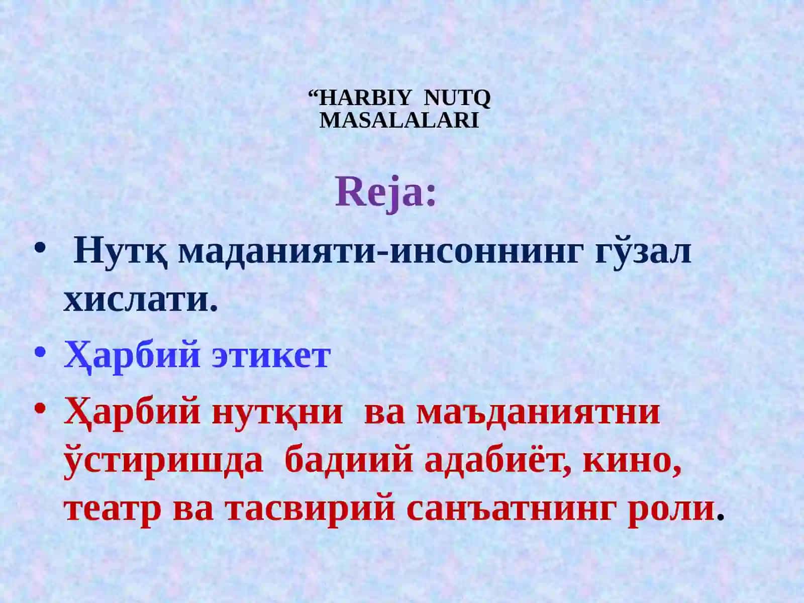 HARBIY NUTQMASALALARI 2
