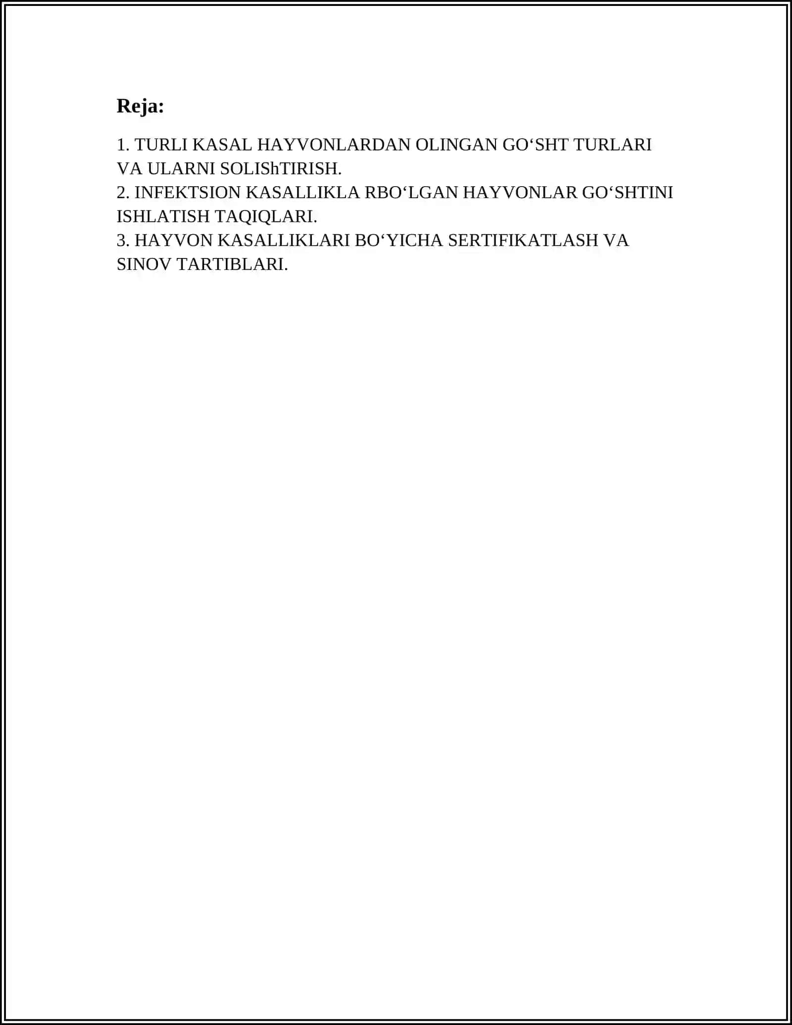 TURLI KASAL HAYVONLARDAN OLINGAN GO'SHTLARNI ISHLATISH QOIDALARI 2