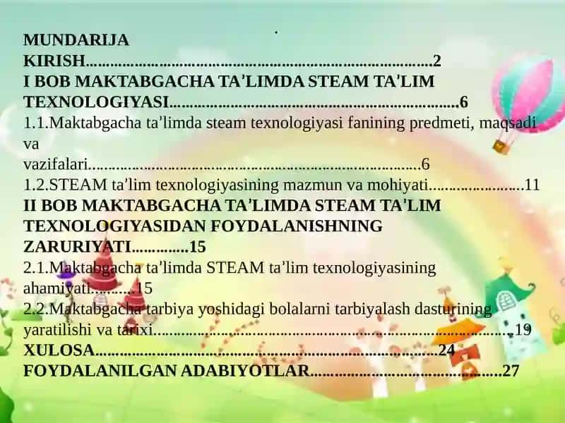 MAKTABGACHA TA’LIMDA STEAM TA’LIM TEXNOLOGIYASI 2