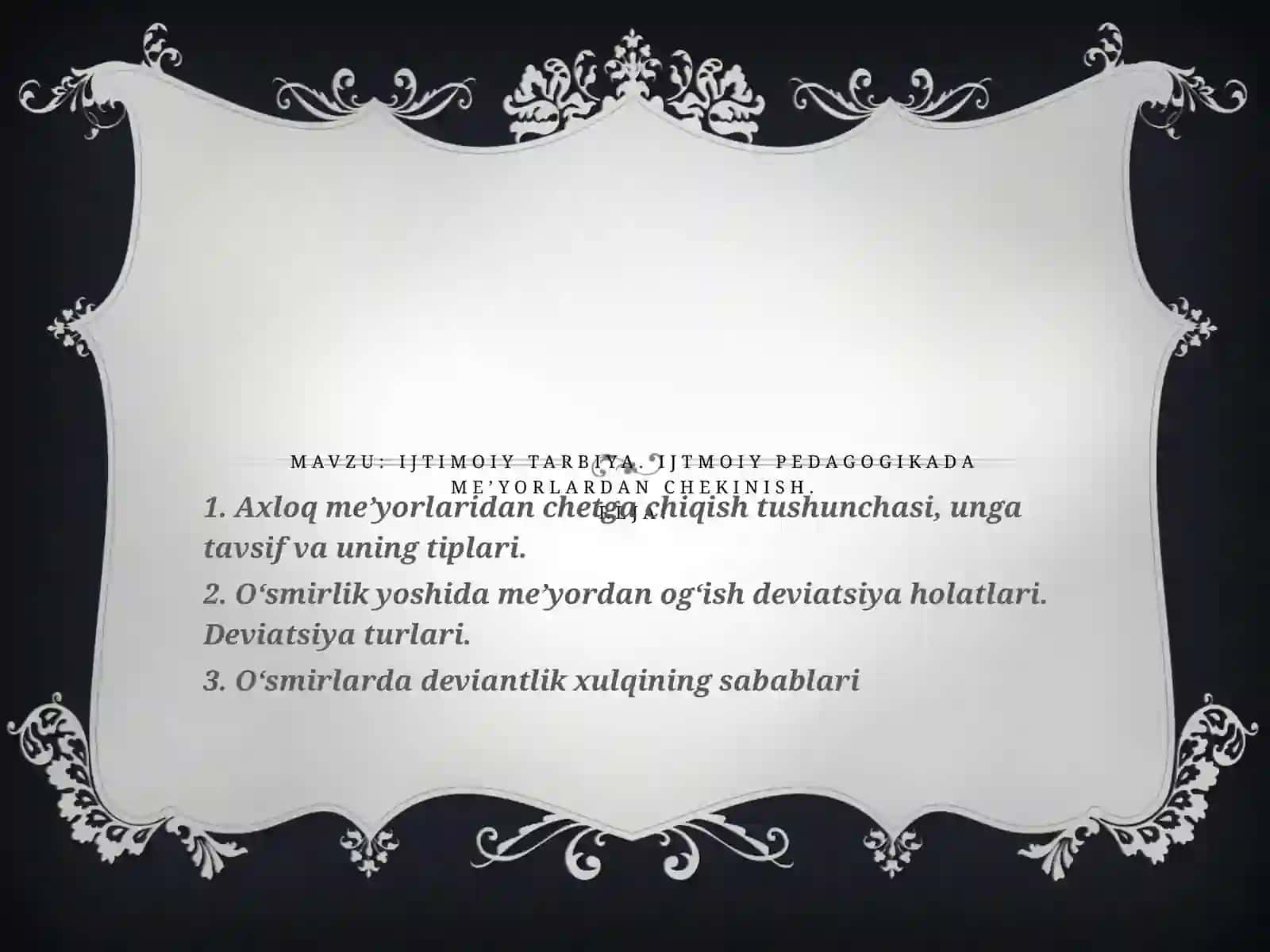 Oriental Universiteti Ijtimoiy pedagogika fanidan 2