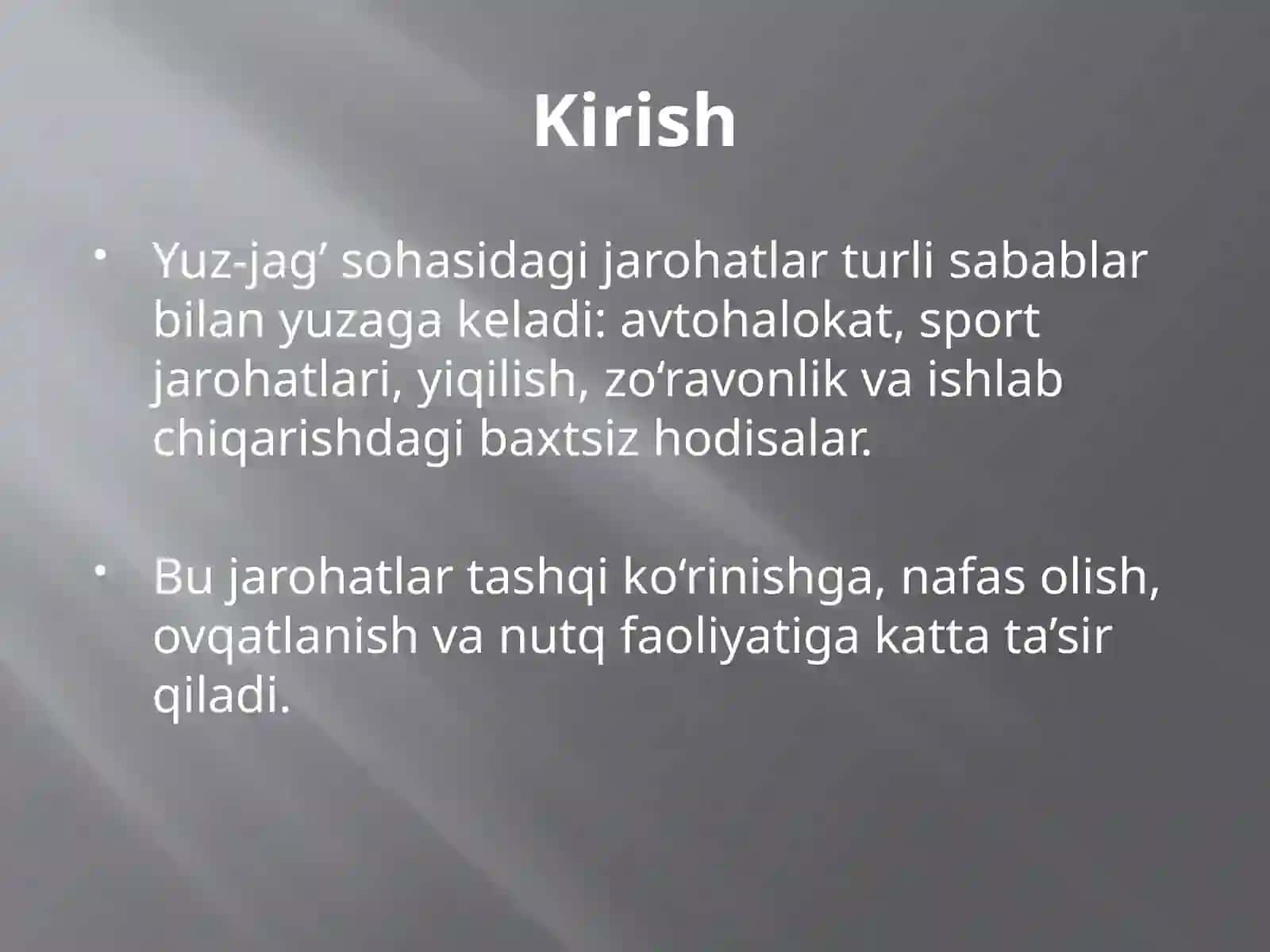 Yuz-jag’sohasidajarohatlarivauningasoratlari(shok,asfiksiya,qonketish) 2