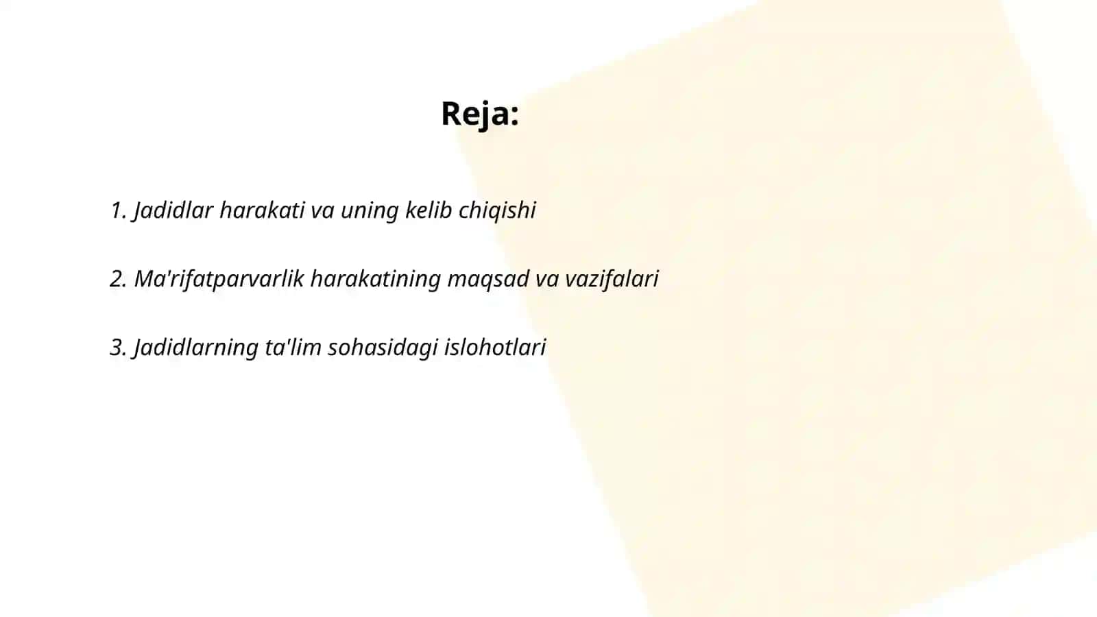 Jadid ma'rifatparvarlarining òlka ijtimoiy-ma'naviy hayotida tutgan òrni 2
