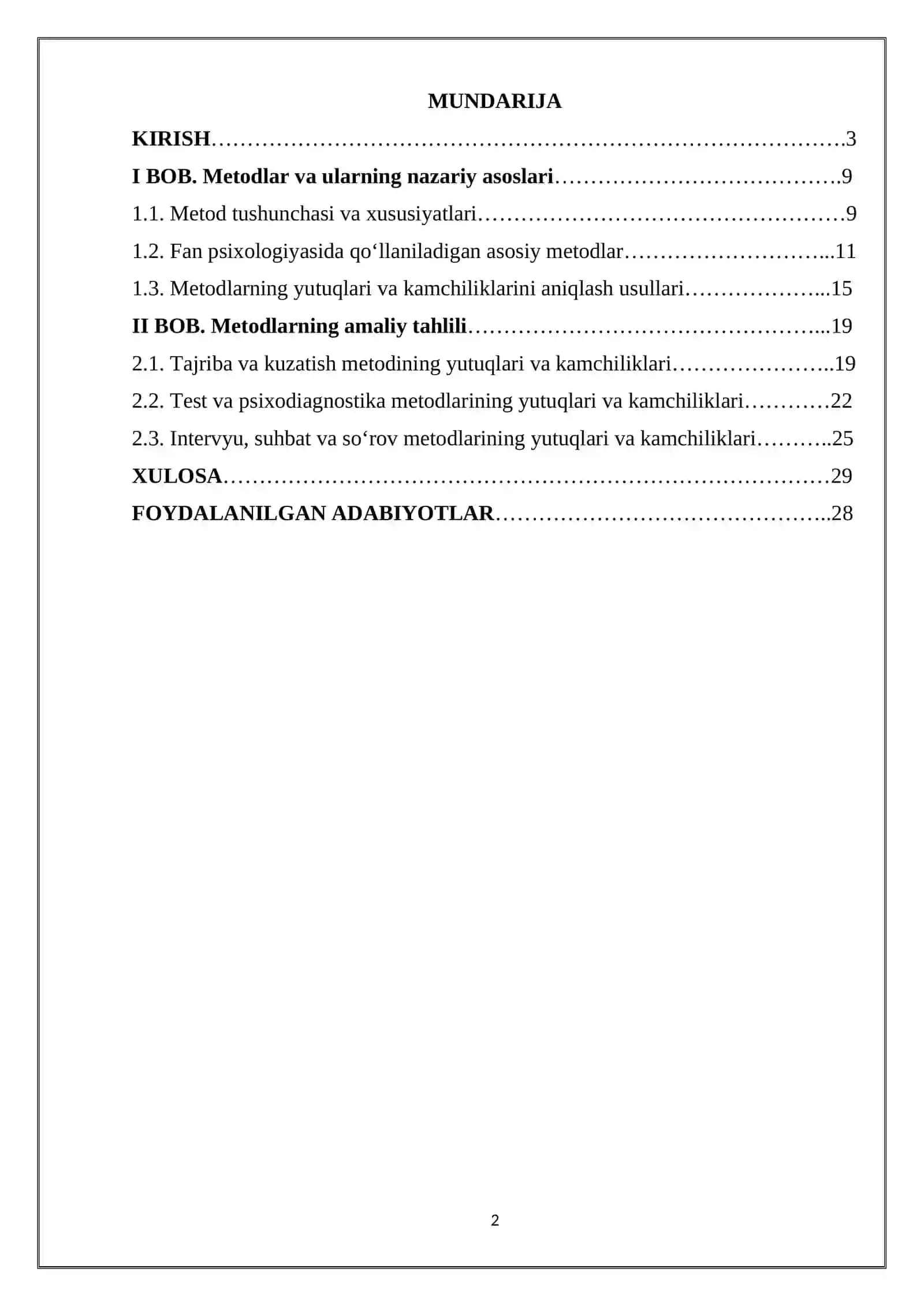 Metodlarning yutuq va kamchiliklari 2