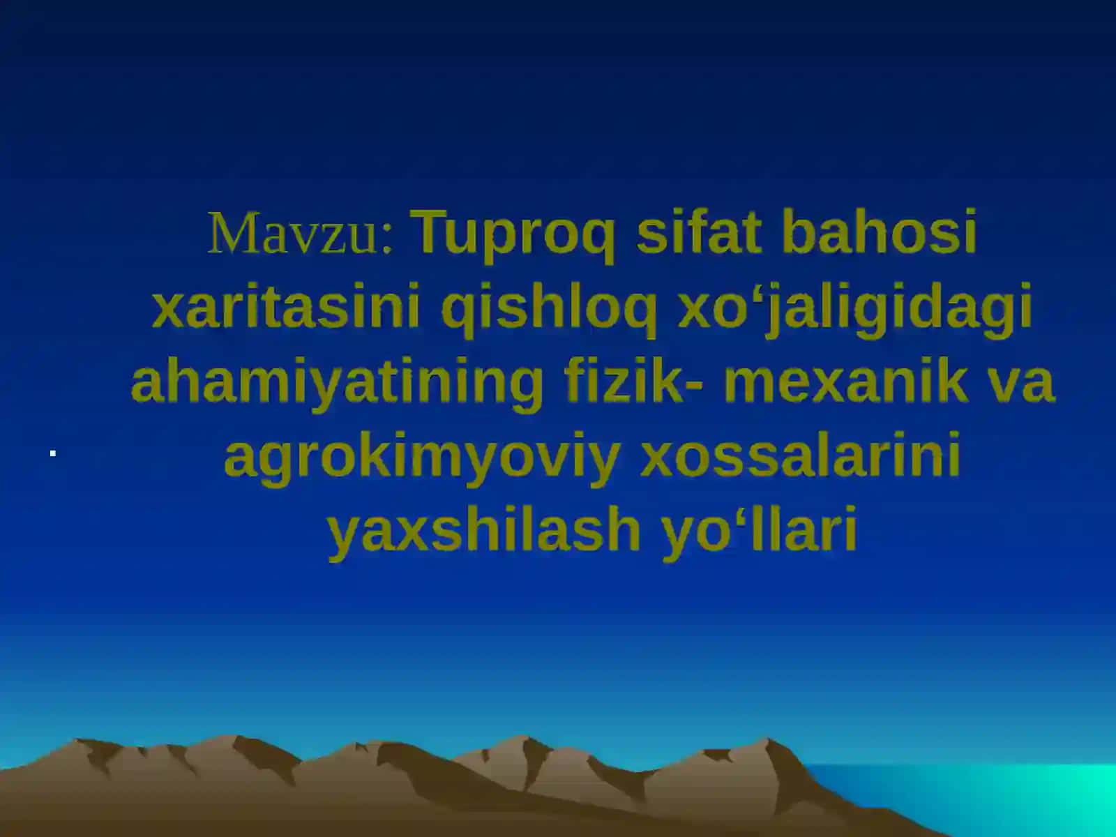 Tuproqshunoslik 2