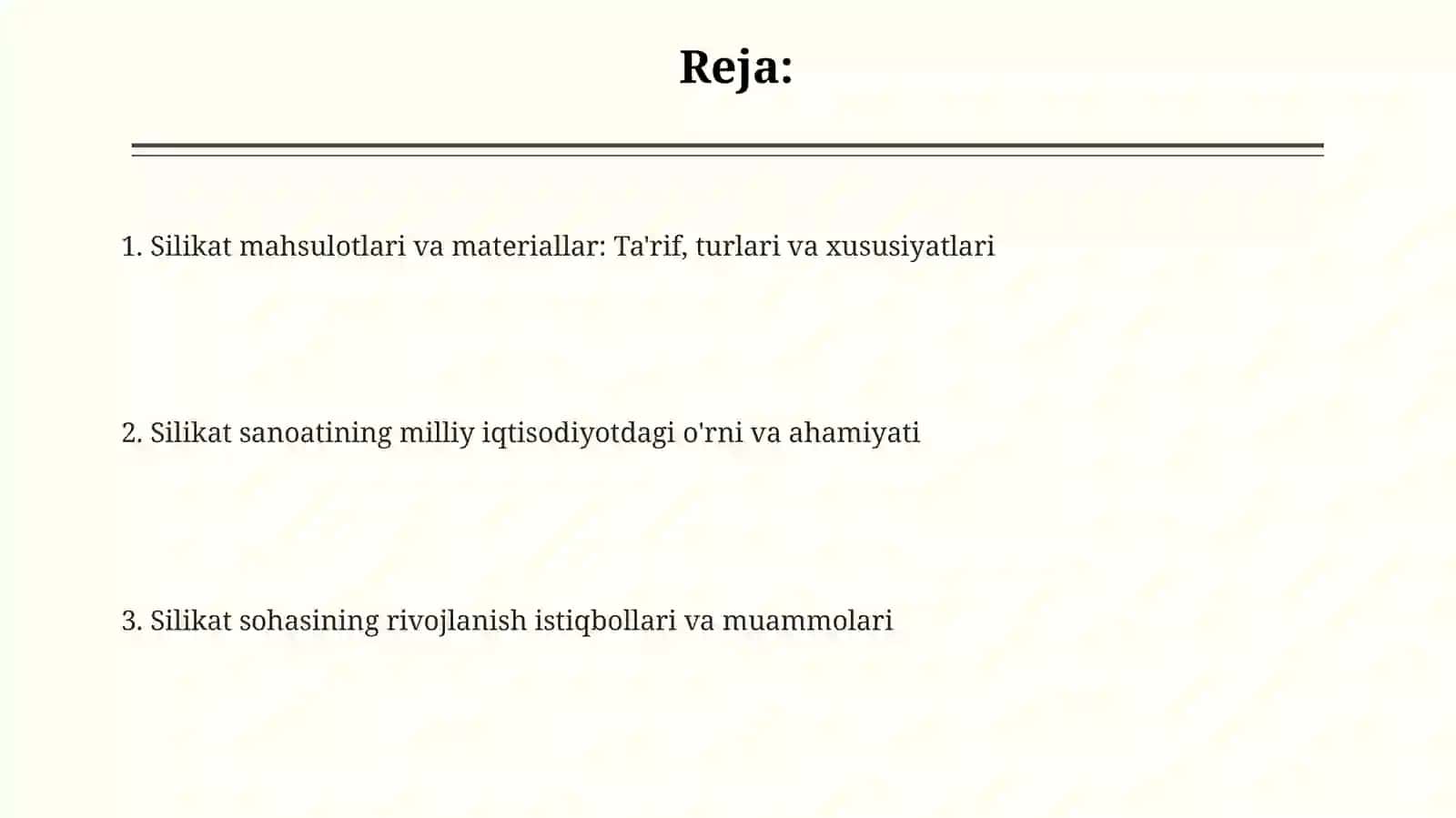 Silikat mahsulotlari va materiallarining tavsifi 2