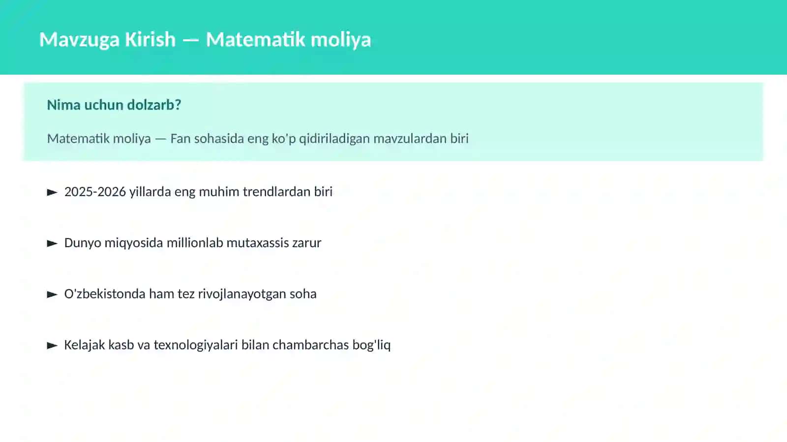 Matematik moliya 2