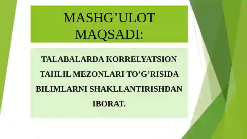 Korrelyatsion tahlil mezonlari 2