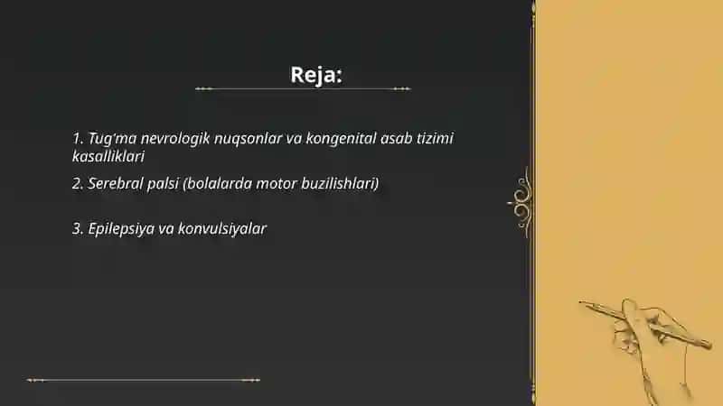 Bolalarda nerov tizimining buzilish kasalliklari 2