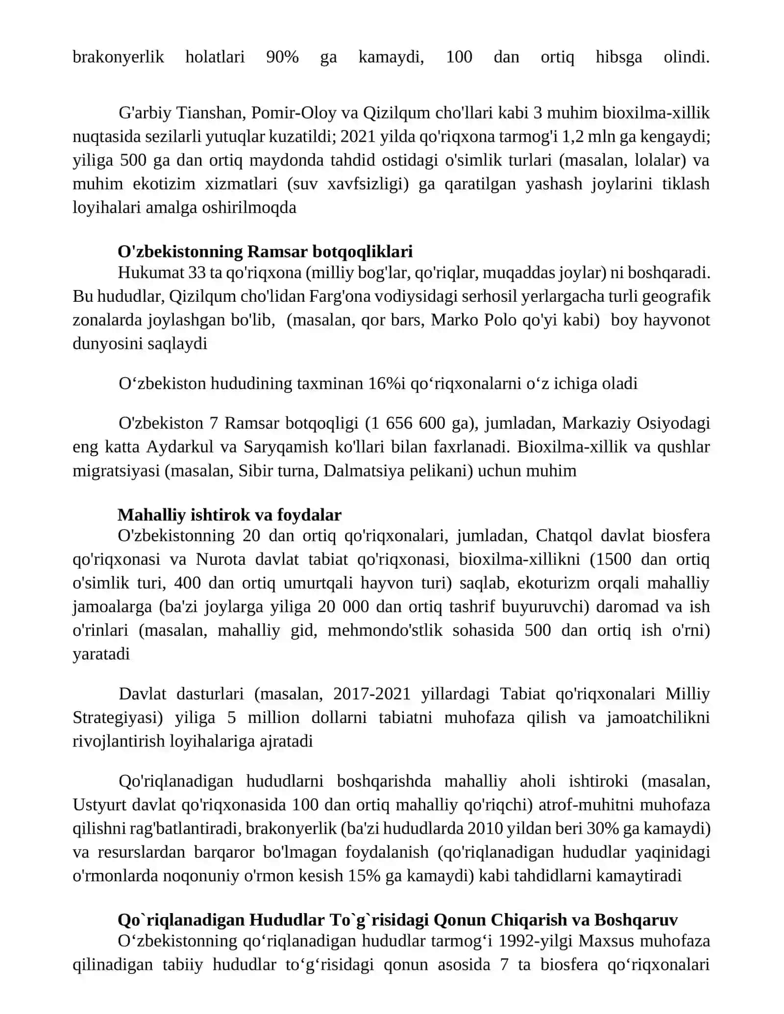O‘zbekiston Respublikasidagi muhofaza etiladigan tabiiy hududlar 2