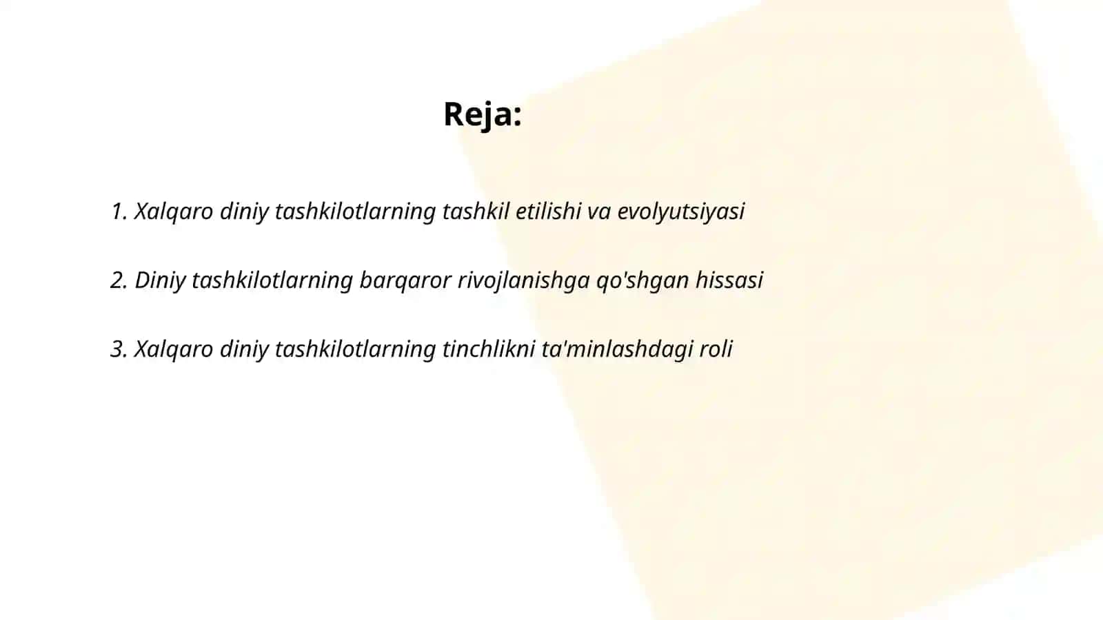 Xalqaro diniy tashkilotlarning tashkil etilishi va evolyutsiyasi 2