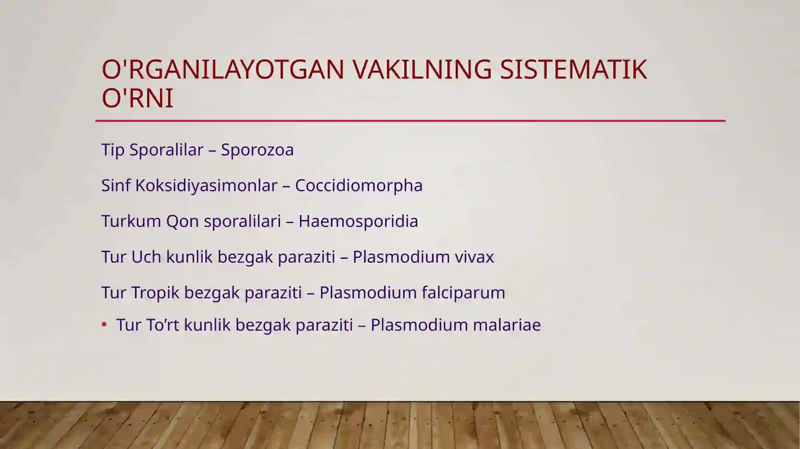 Qon sporalilari – Haemosporidia 2