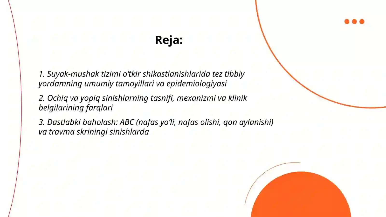 Suyak-mushak tizimi o‘tkir shikastlanishlarida tez tibbiy yordam 2