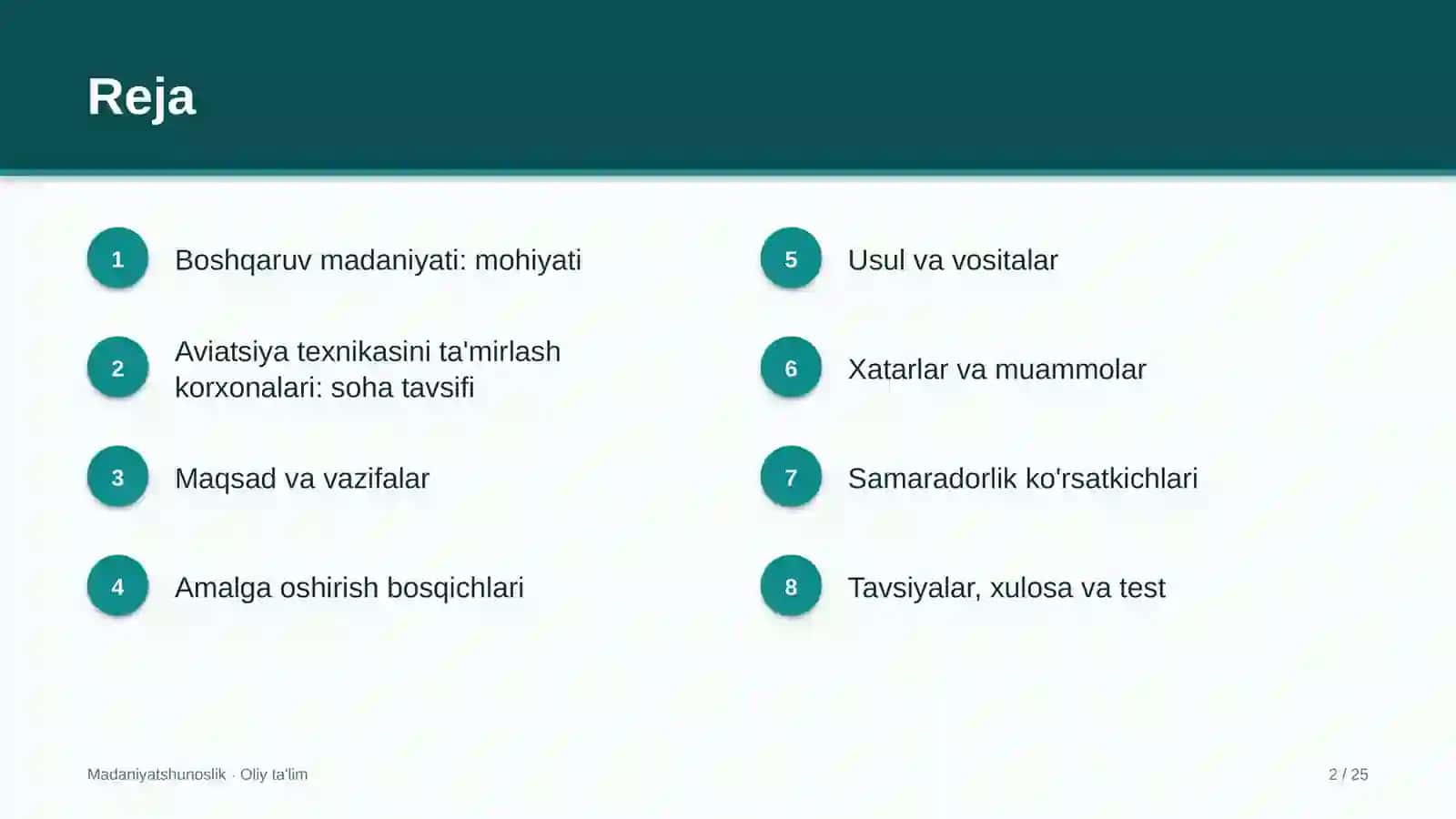 aviatsiya texnikasini ta'mirlash korxonalarida boshqaruv madaniyati 3628 2