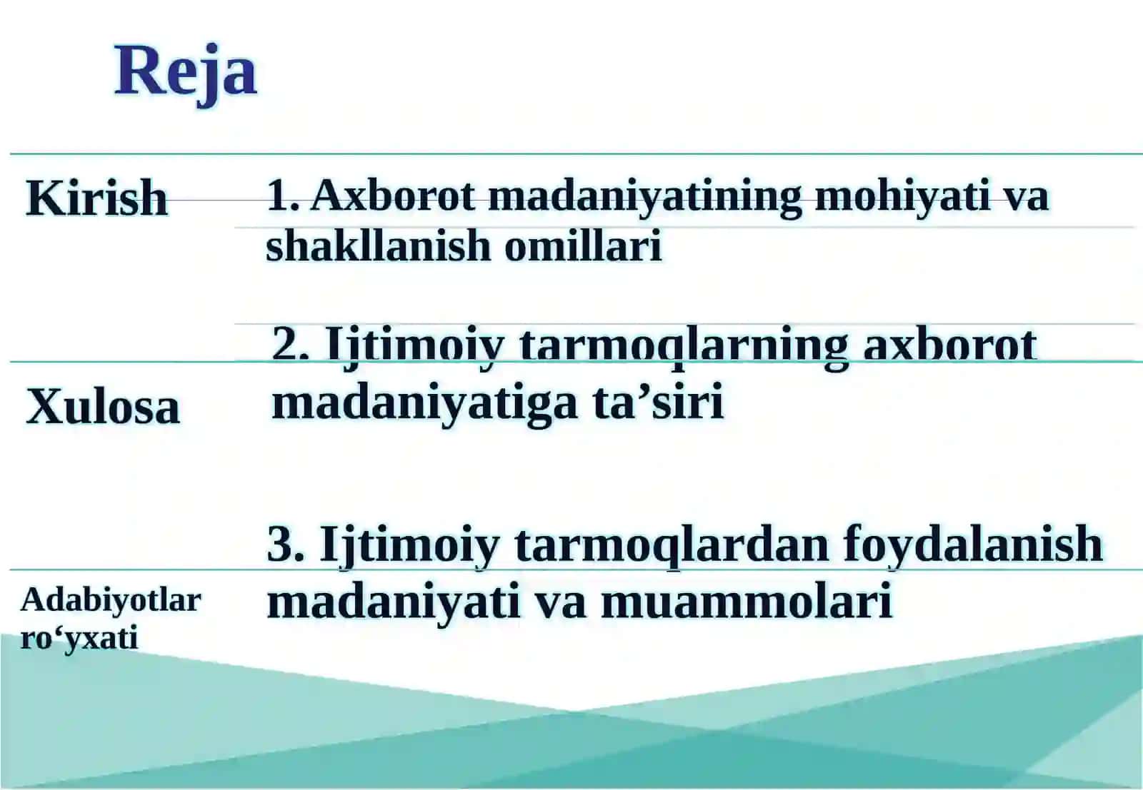 Axborot madaniyati shakillanishida ijtimoiy tarmoqlarning o’rni 2