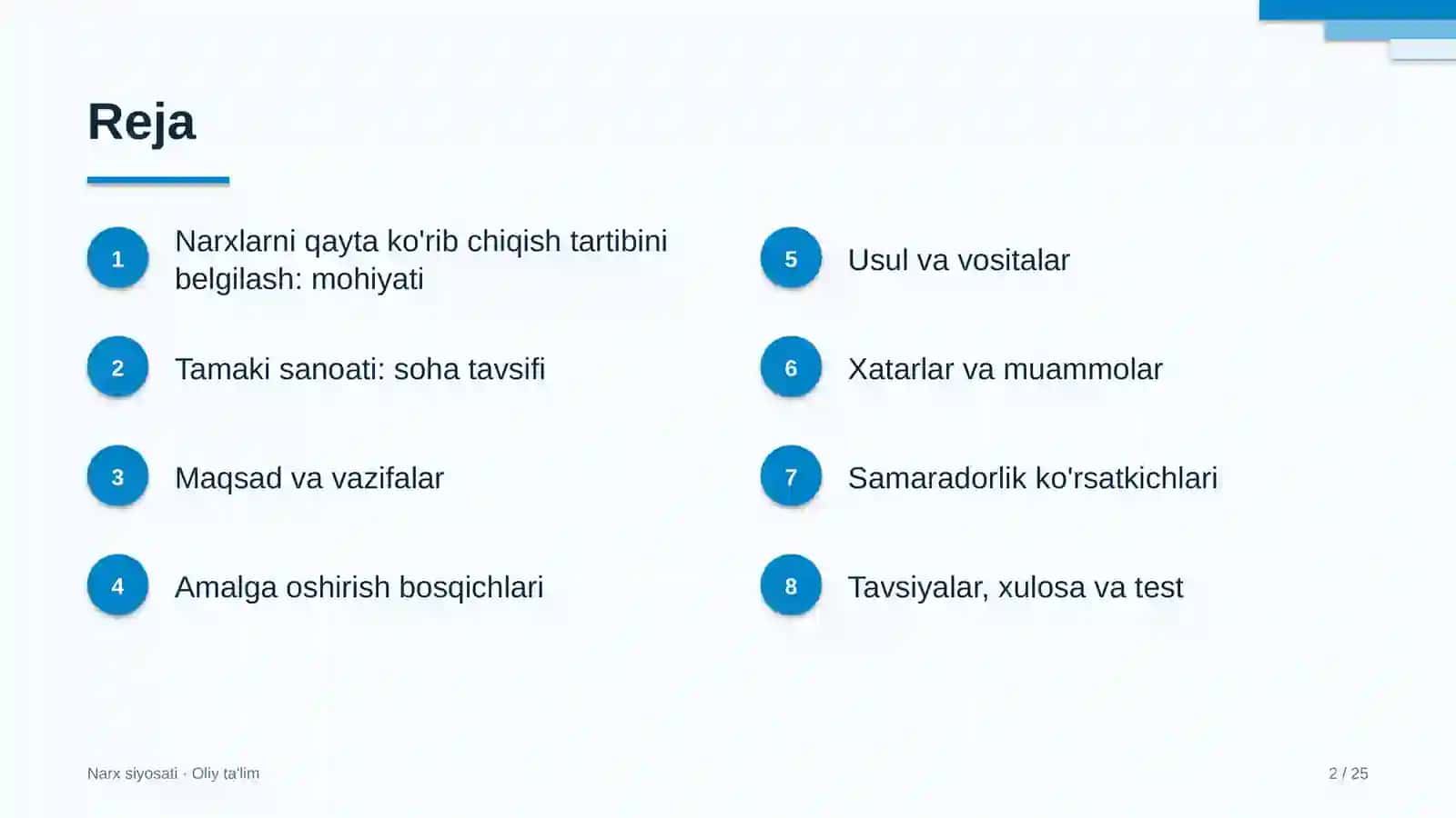 tamaki sanoatida narxlarni qayta ko'rib chiqish tartibini belgilash 2240 2