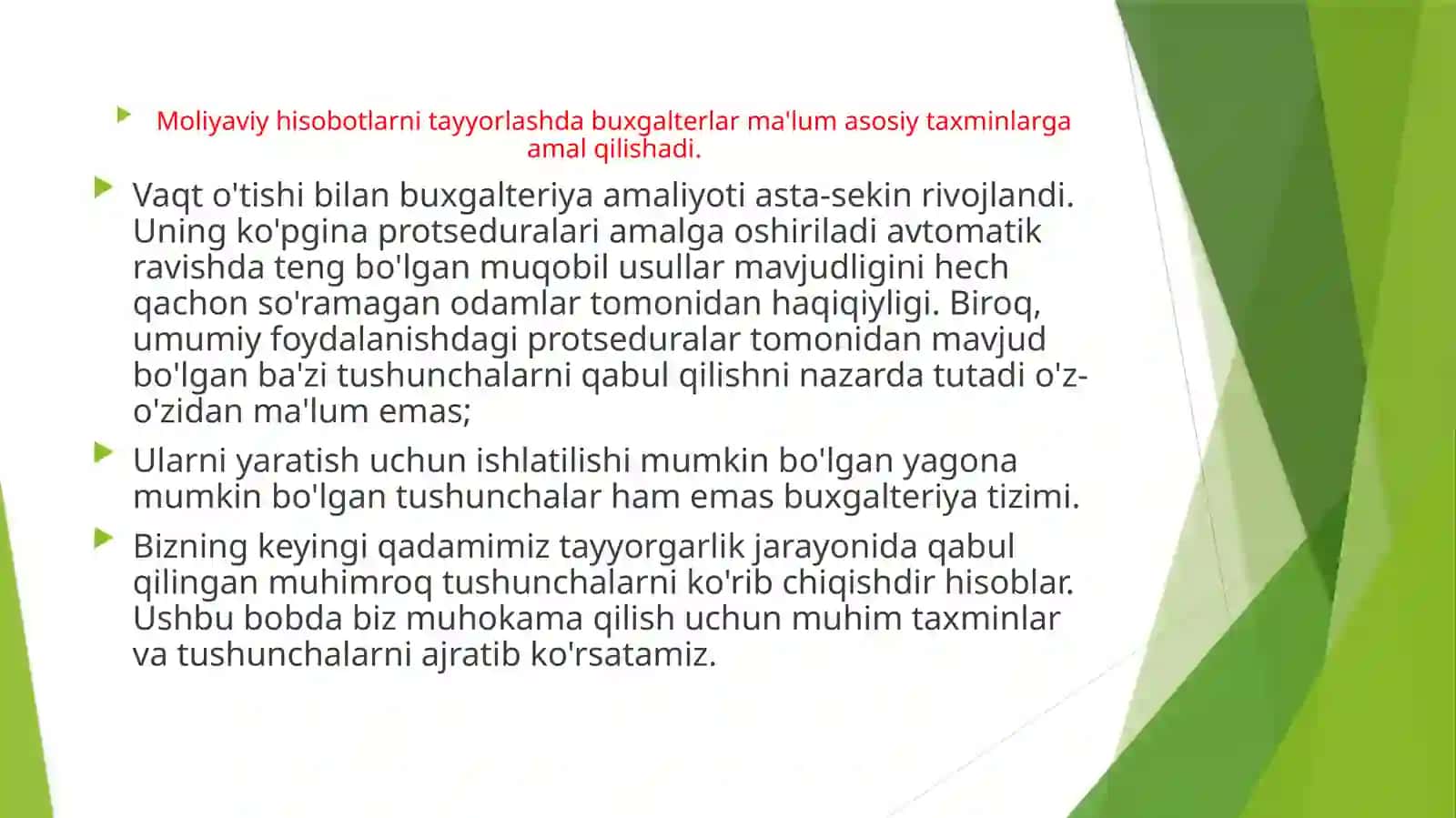 FINANCIAL ACCOUNTING MOLIYAVIY AXBOROTNING SIFAT BO’YICHA XUSUSIYATLARI 2