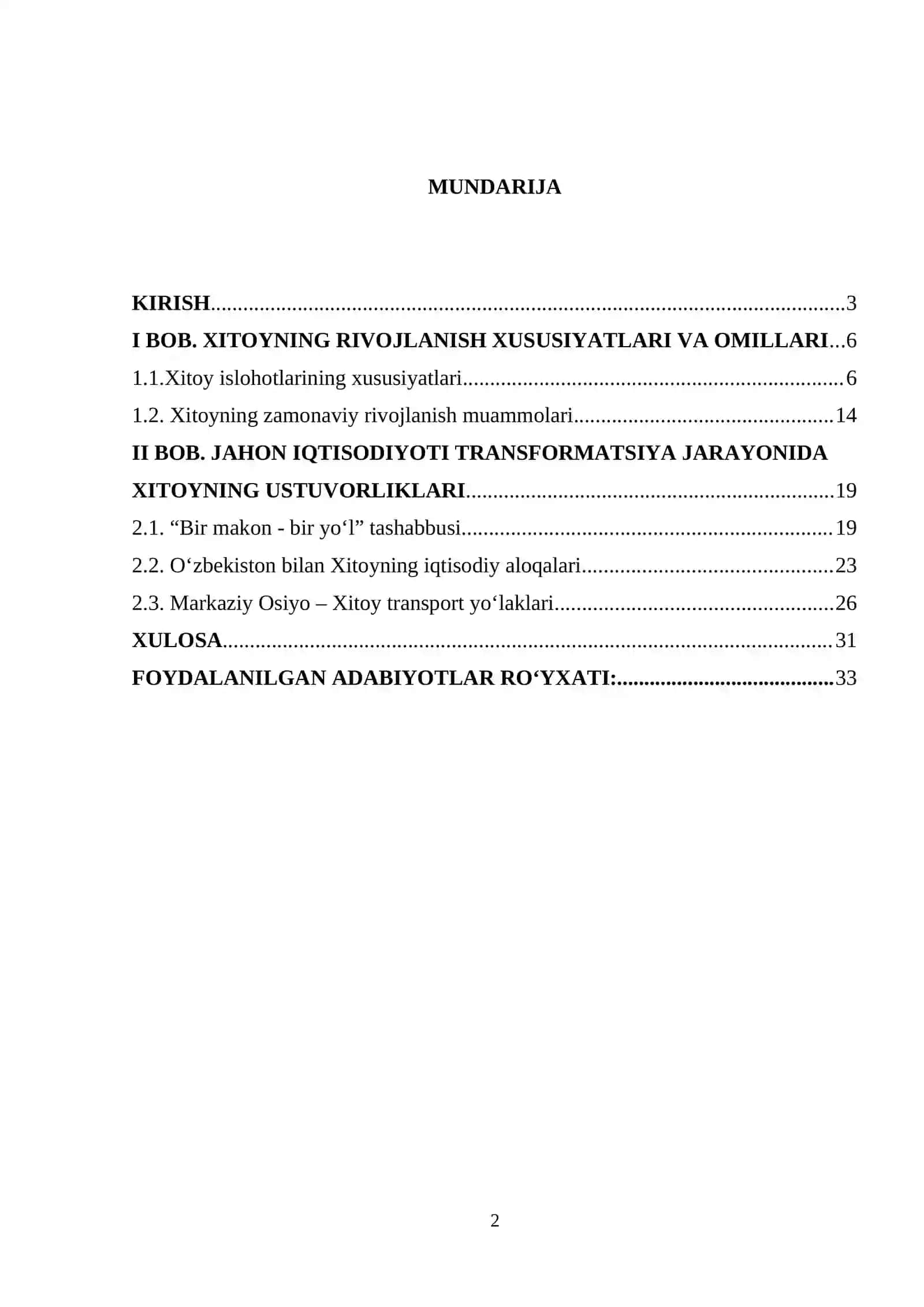 XITОY XАLQ RЕSРUBLIKАSINING JАHОN IQTISОDIYОTIDА TUTGАN О‘RNI VА RIVОJLАNISH ОMILLАRI 2