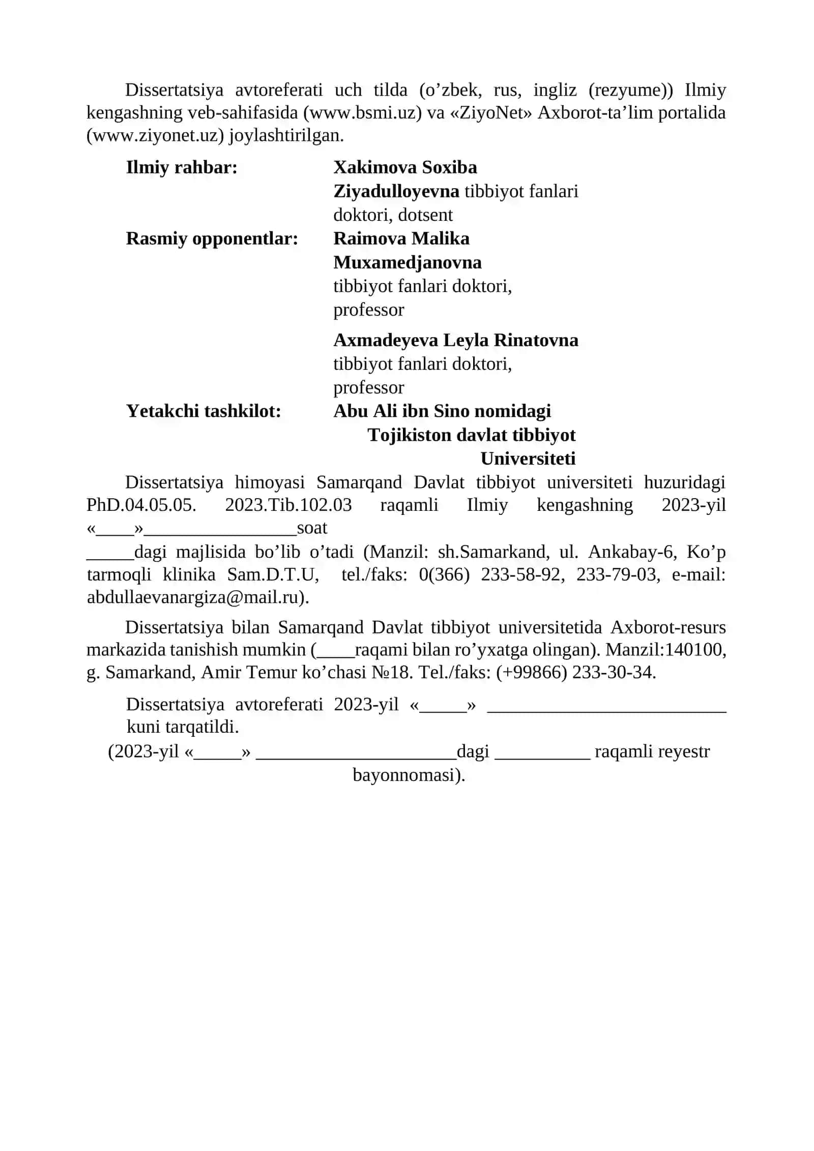 PARKINSON KASALLIGI BILAN OGʻRIGAN BEMORLARDA 2