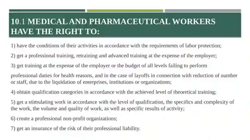 RIGHTS, OBLIGATIONS AND RESTRICTIONS OF MEDICAL AND PHARMACEUTICAL WORKERS 2