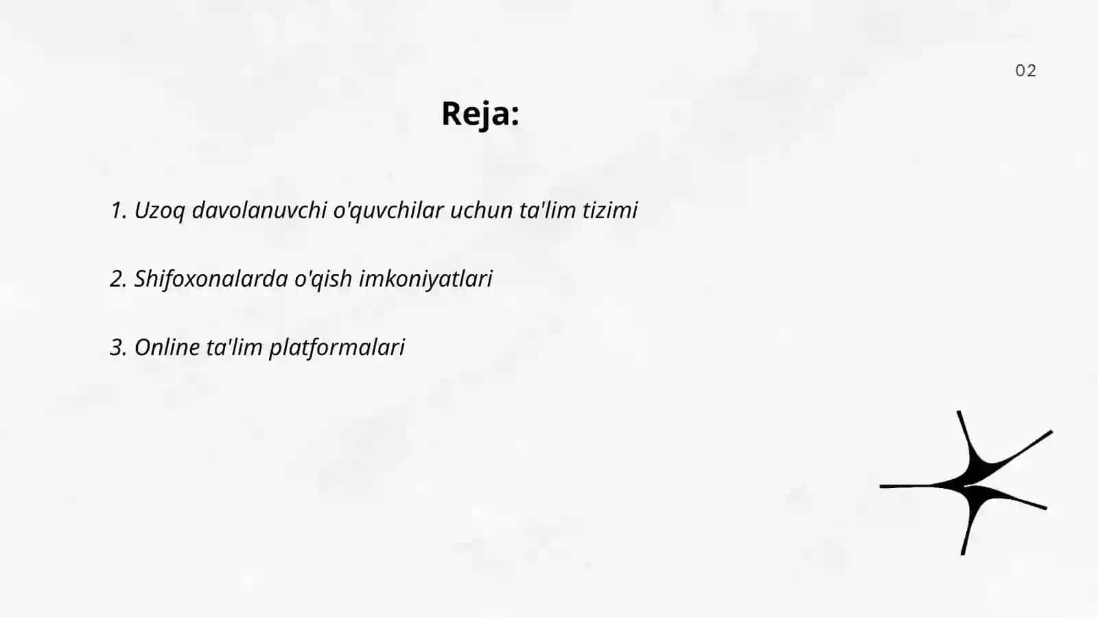 Uzoq davolanuvchi o'quvchilar uchun ta'lim tizimi 2