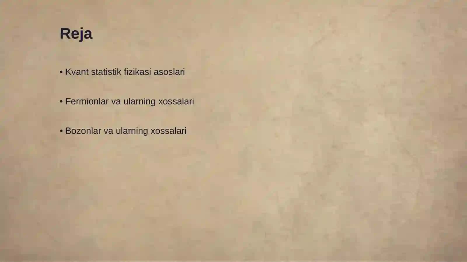 Kvant statistik fizikasi. Fermionlar va bozorlar. Fermi-Dirak va Boze-Enshteyn taqsimot funksiyalari 2