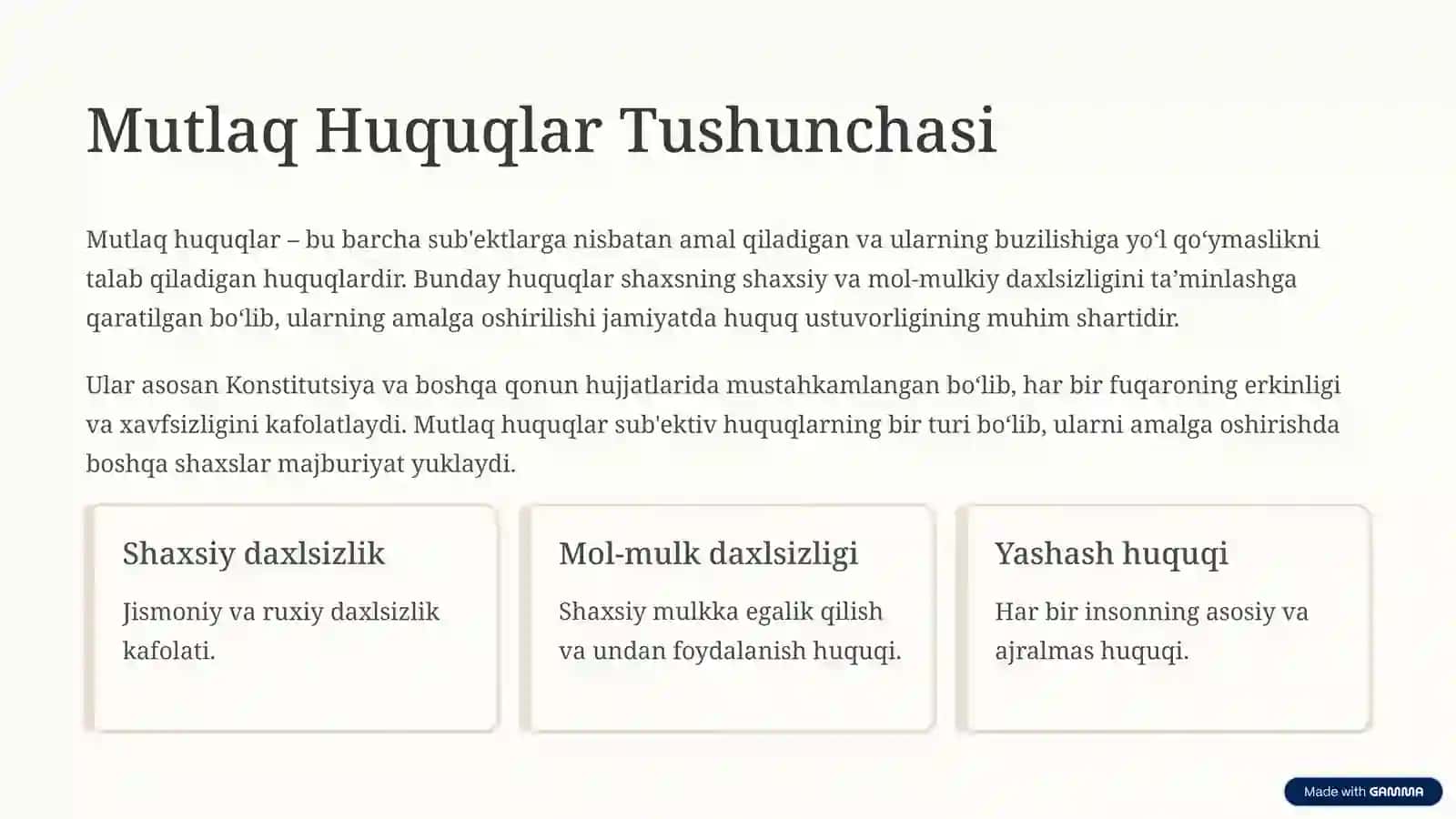 Mutlaq Huquqlar Nazariya va Amaliyot 2