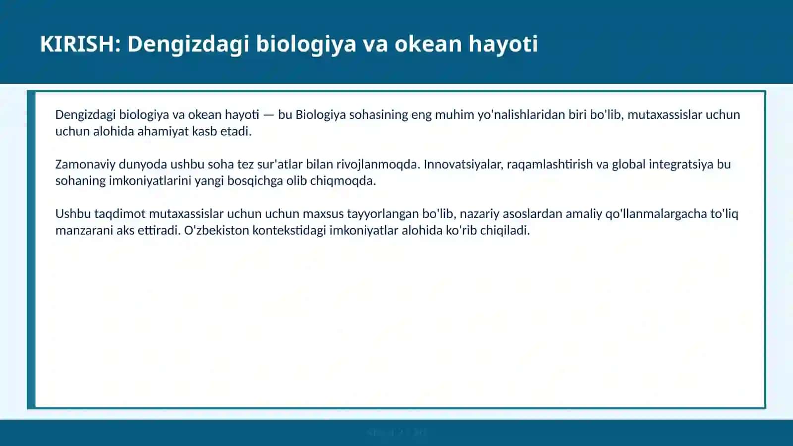DENGIZDAGI BIOLOGIYA VA OKEAN HAYOTI 2