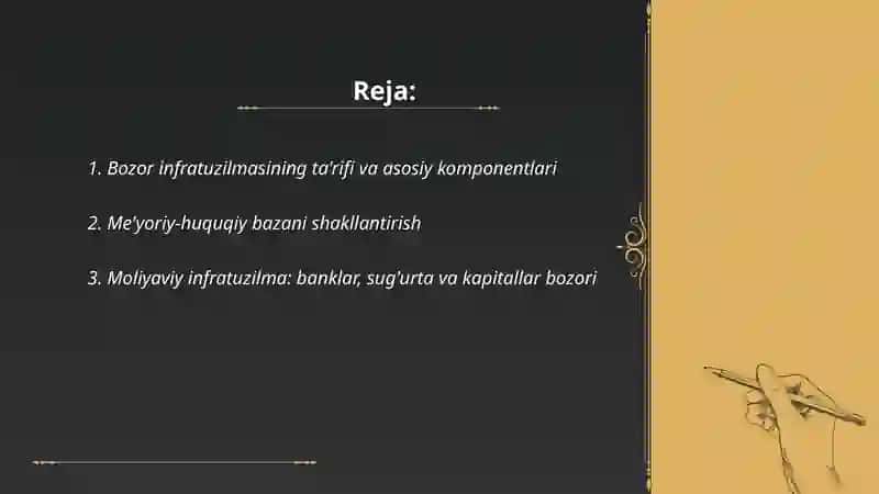 Bozor infratuzilmasini shakllantirish 2