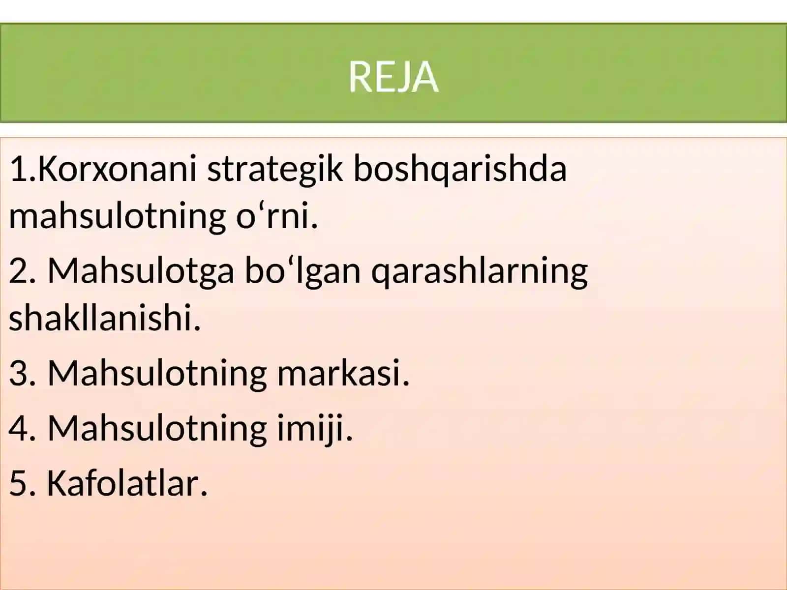 STRATEGIK BOSHQARUVDA MAHSULOTKONSEPSIYASI 2