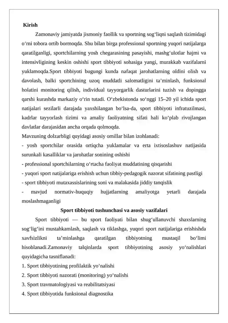 O‘zbekistonda sport tibbiyotini tashkil etish asoslari 2